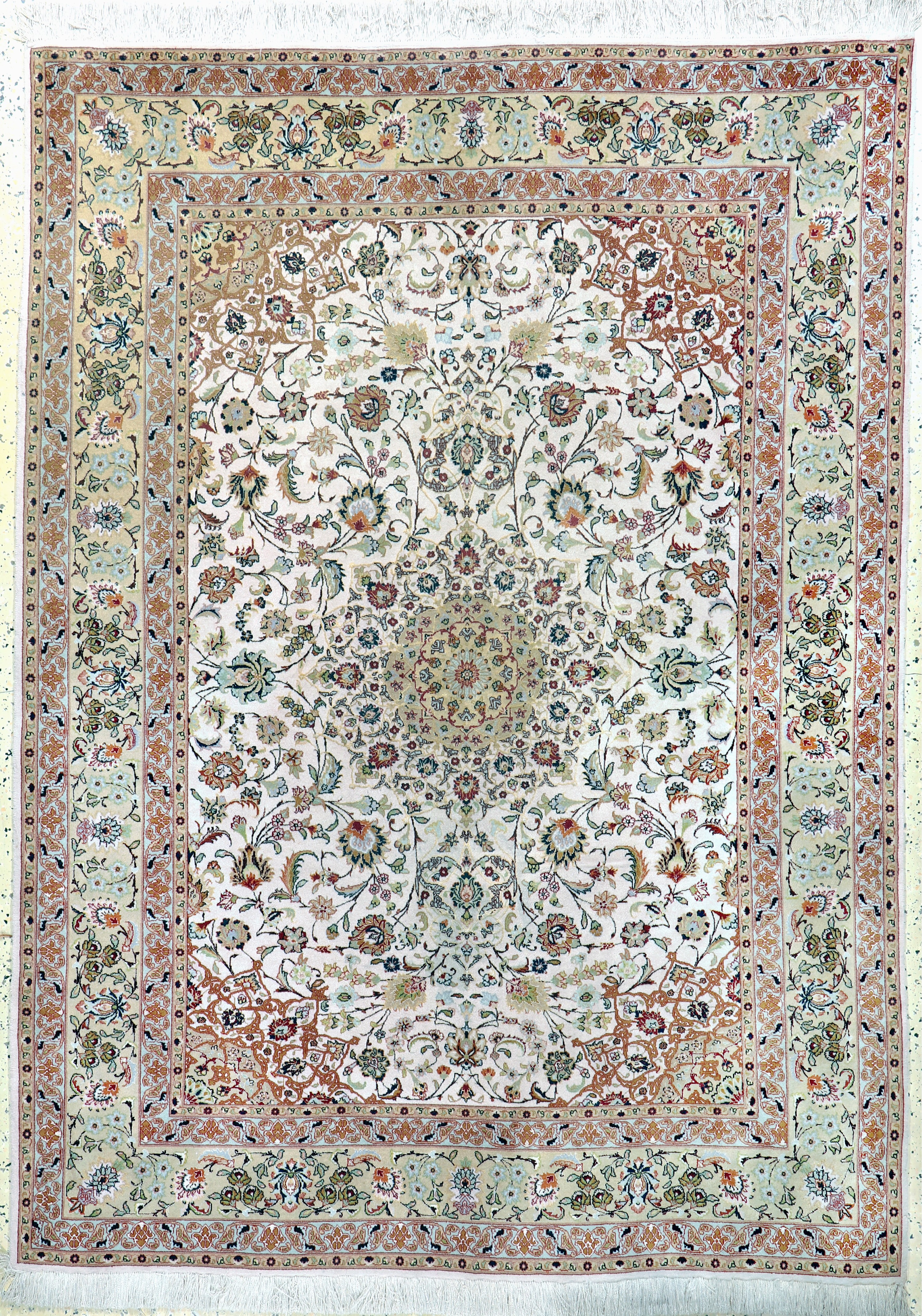 Image 27131052 - Täbriz fein(50 Raj), Persien, Mitte 20.Jhd,Korkwolle mit und auf Seide, ca. 210 x 152 ...