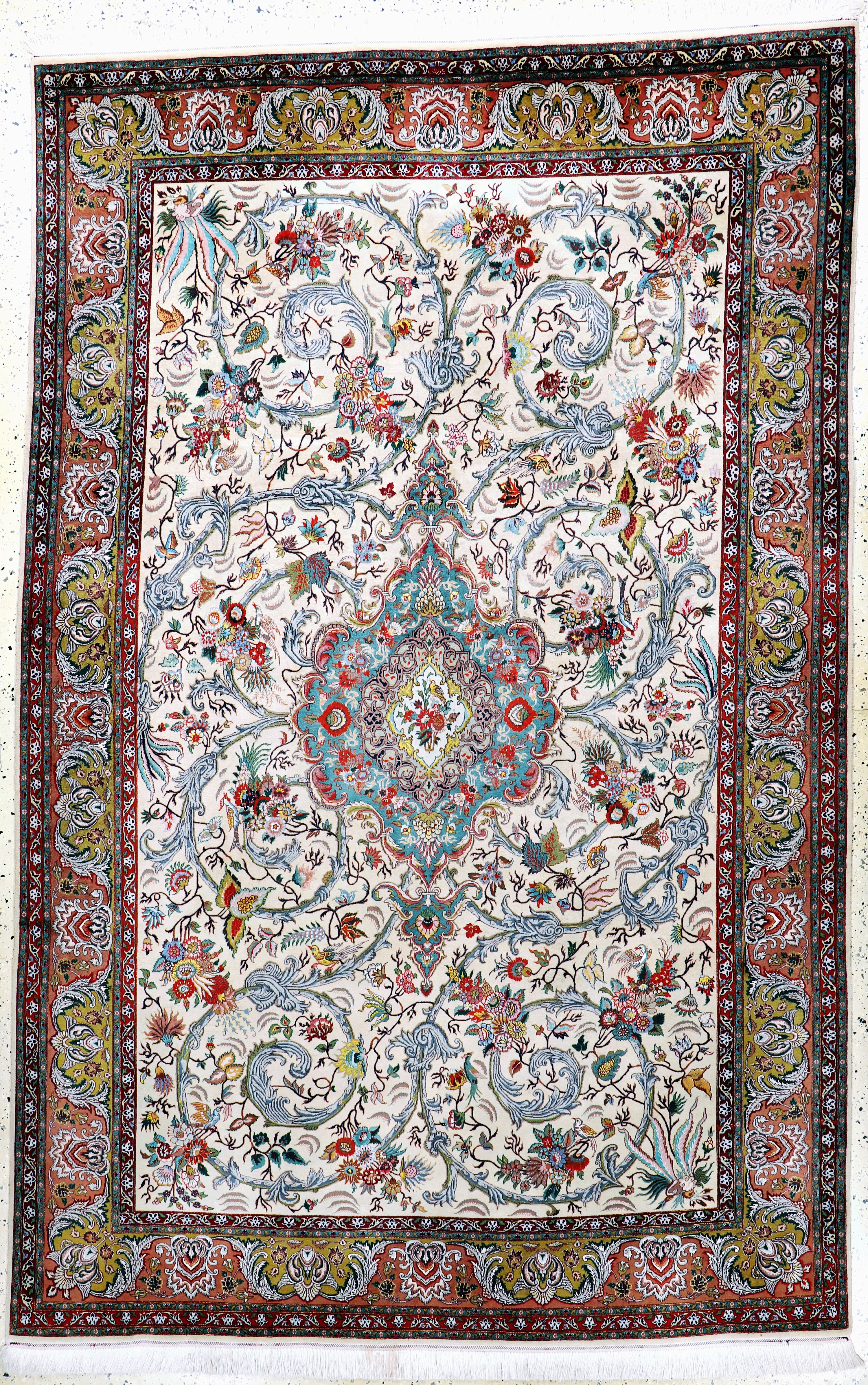 Image 27131062 - Täbriz fein(60 Raj), Persien, Mitte 20.Jhd,Korkwolle mit Seide, ca. 310 x 195 cm, ca. ...