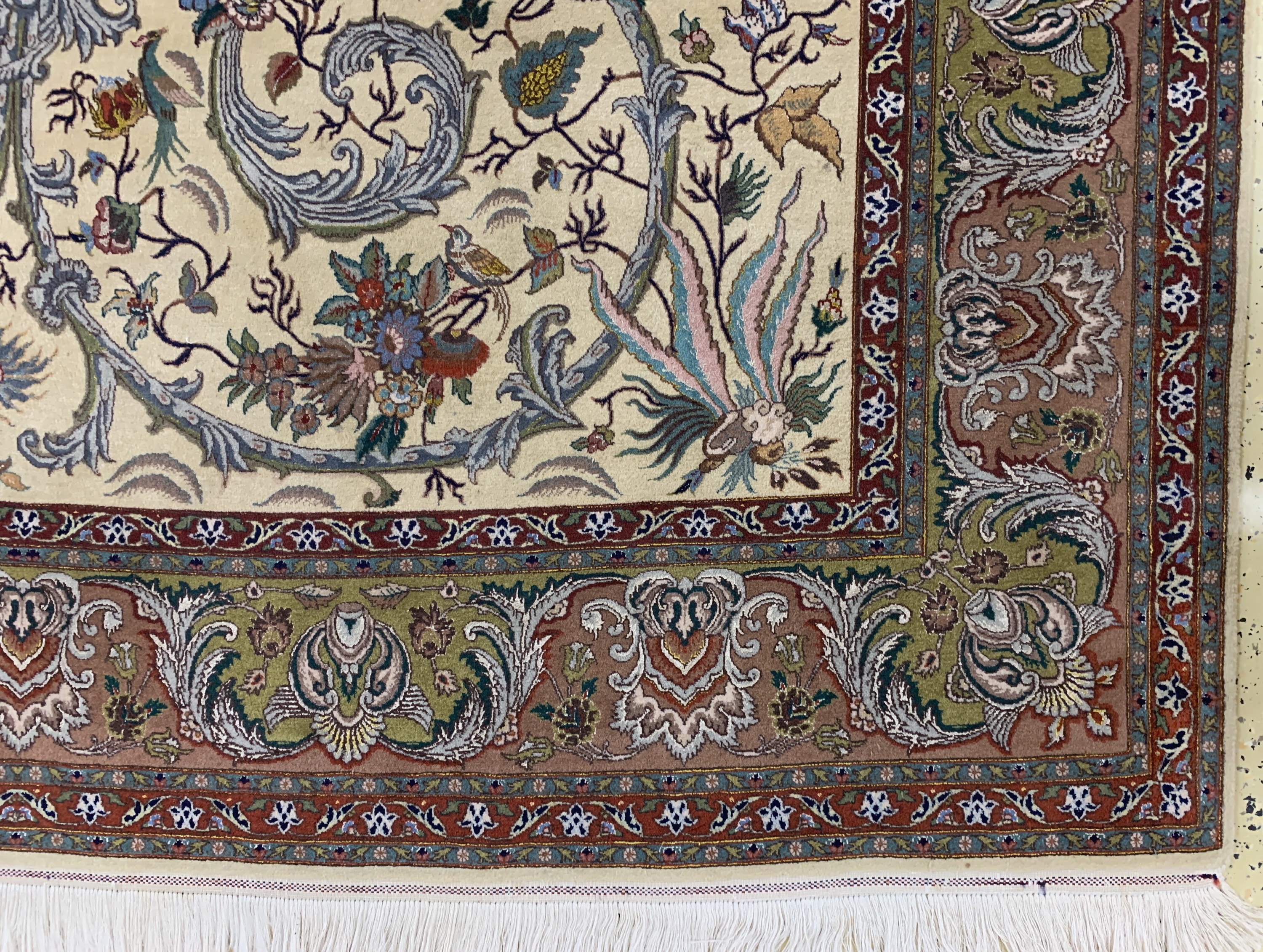 Detail a: Täbriz fein(60 Raj), Persien, Mitte 20.Jhd,Korkwolle mit Seide, ca. 310 x 195 cm, ca. 800.000 Kn/qm, EHZ: 2
