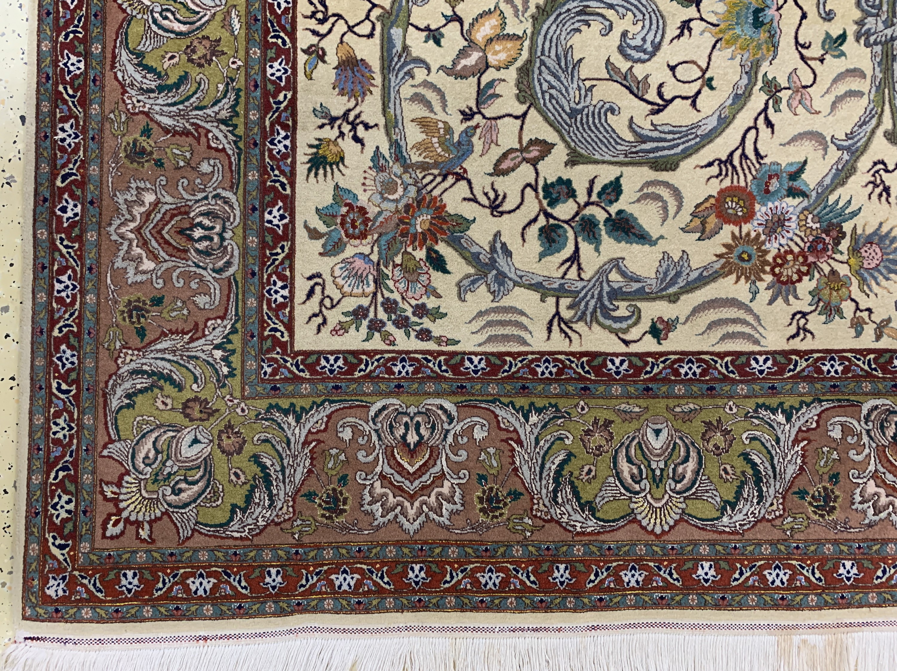 Detail b: Täbriz fein(60 Raj), Persien, Mitte 20.Jhd,Korkwolle mit Seide, ca. 310 x 195 cm, ca. 800.000 Kn/qm, EHZ: 2