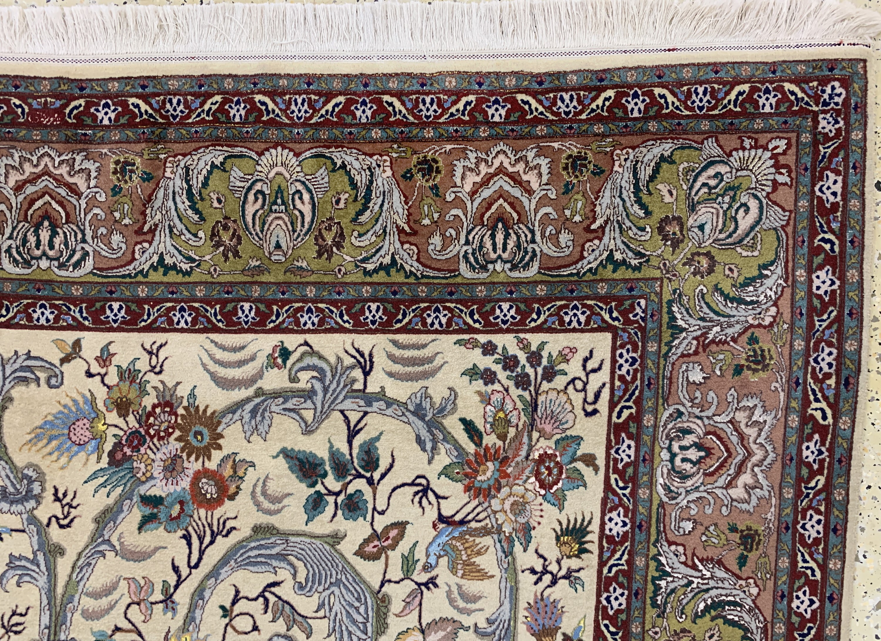Detail f: Täbriz fein(60 Raj), Persien, Mitte 20.Jhd,Korkwolle mit Seide, ca. 310 x 195 cm, ca. 800.000 Kn/qm, EHZ: 2