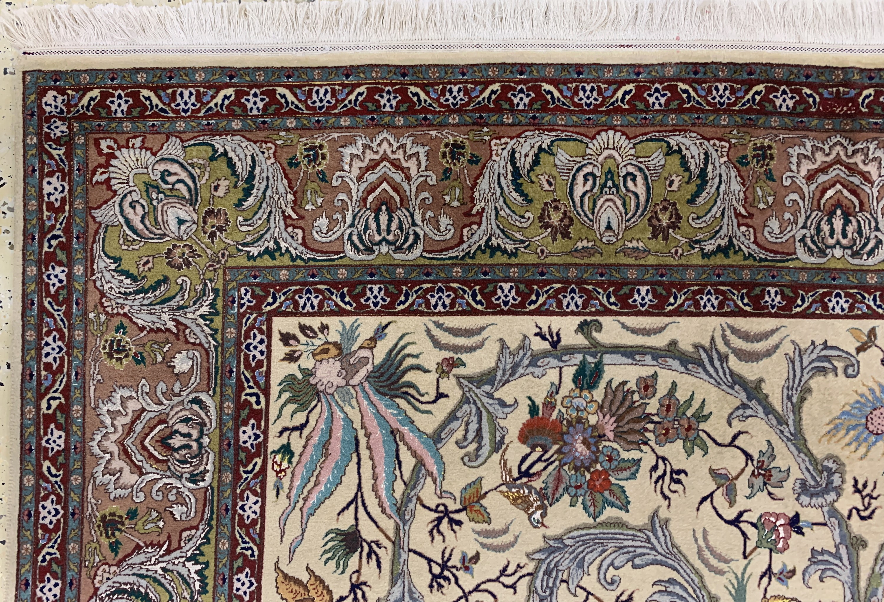 Detail g: Täbriz fein(60 Raj), Persien, Mitte 20.Jhd,Korkwolle mit Seide, ca. 310 x 195 cm, ca. 800.000 Kn/qm, EHZ: 2