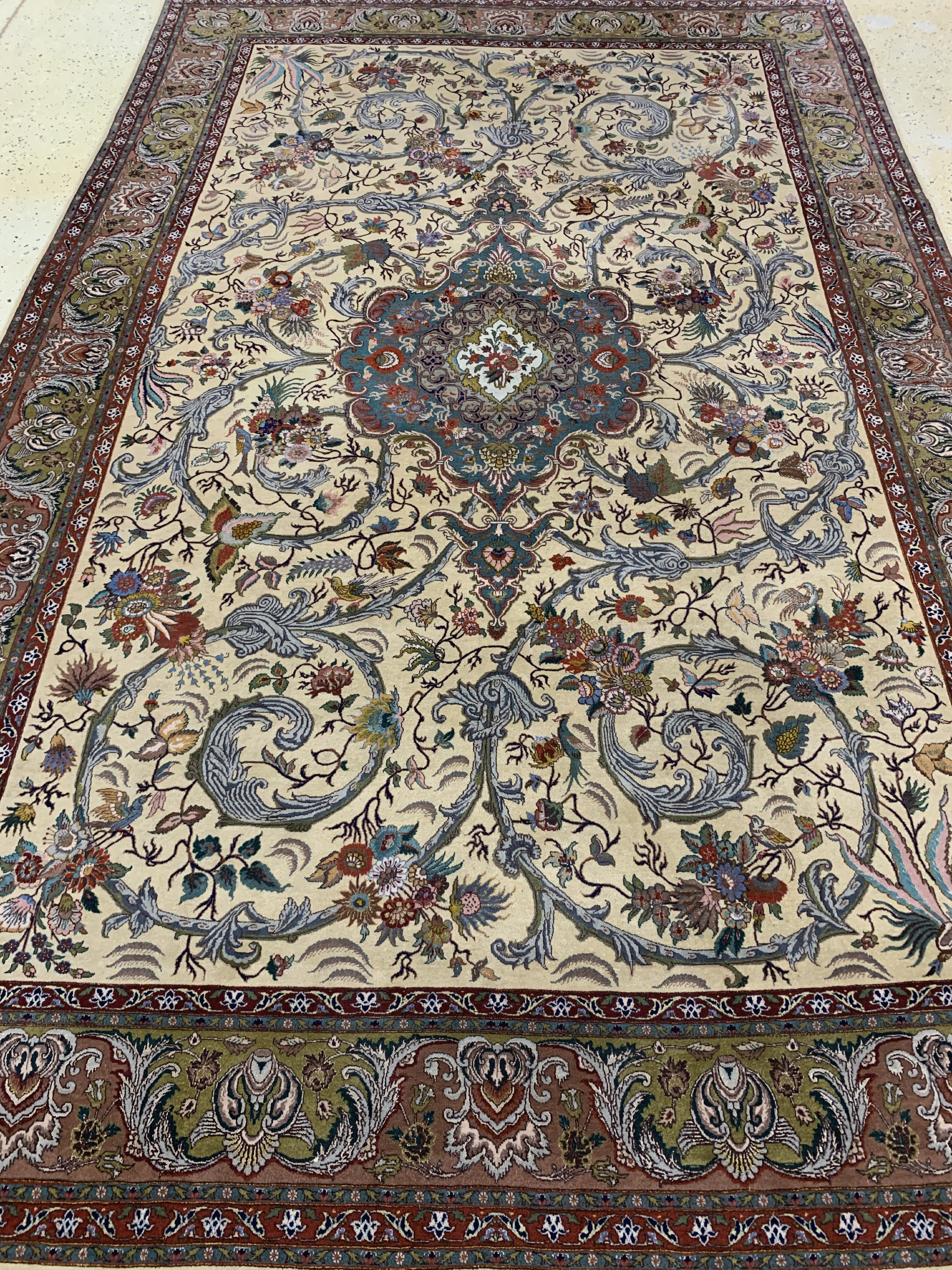 Detail h: Täbriz fein(60 Raj), Persien, Mitte 20.Jhd,Korkwolle mit Seide, ca. 310 x 195 cm, ca. 800.000 Kn/qm, EHZ: 2