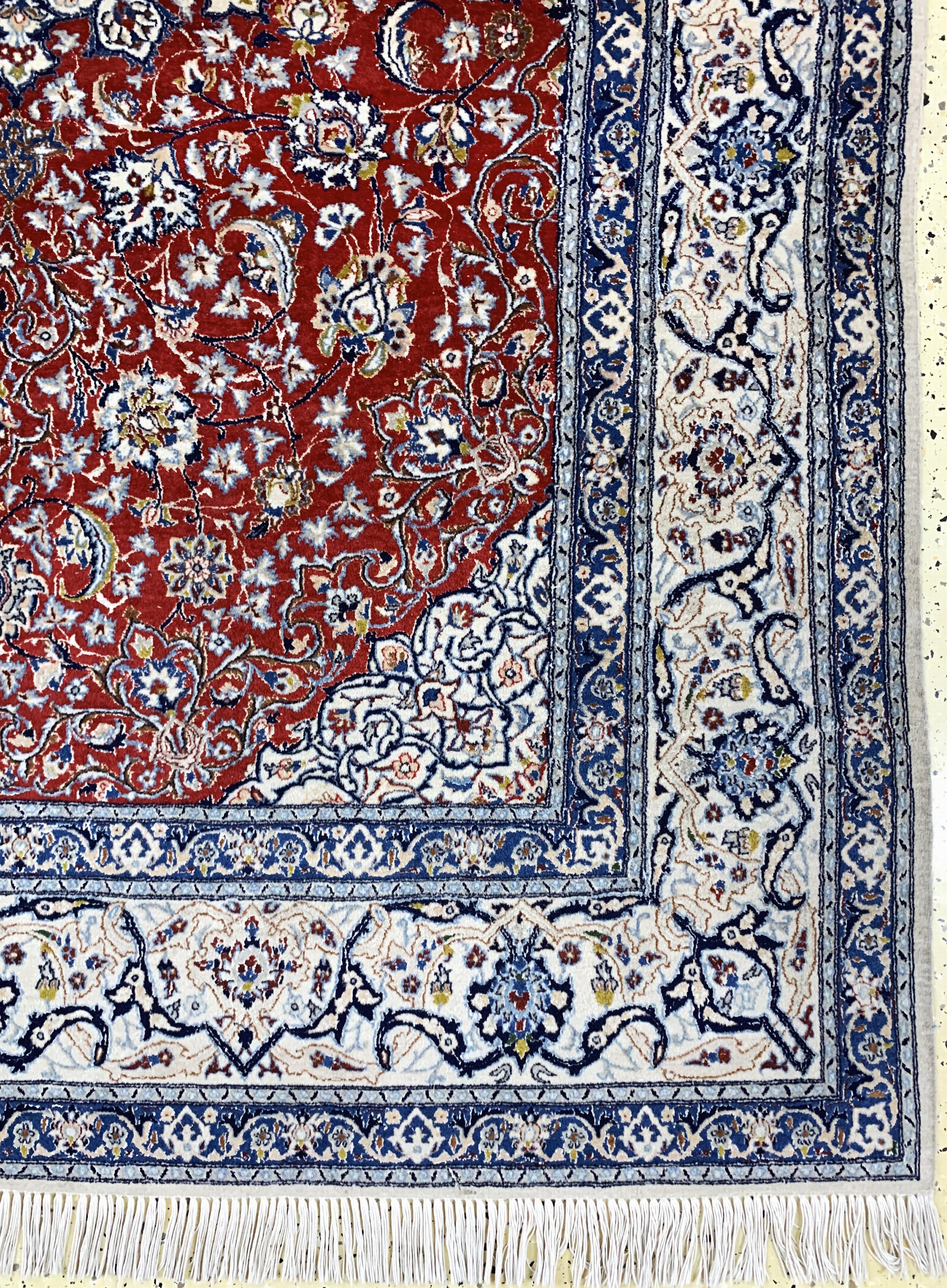 Detail a: Nain"Tudeschk"fein, Persien, Anfang 20.Jhd,Korkwolle mit Seide, ca. 240 x 153 cm, ca. 640.000 Kn/qm, EHZ: 2, (Fransen erneuert)