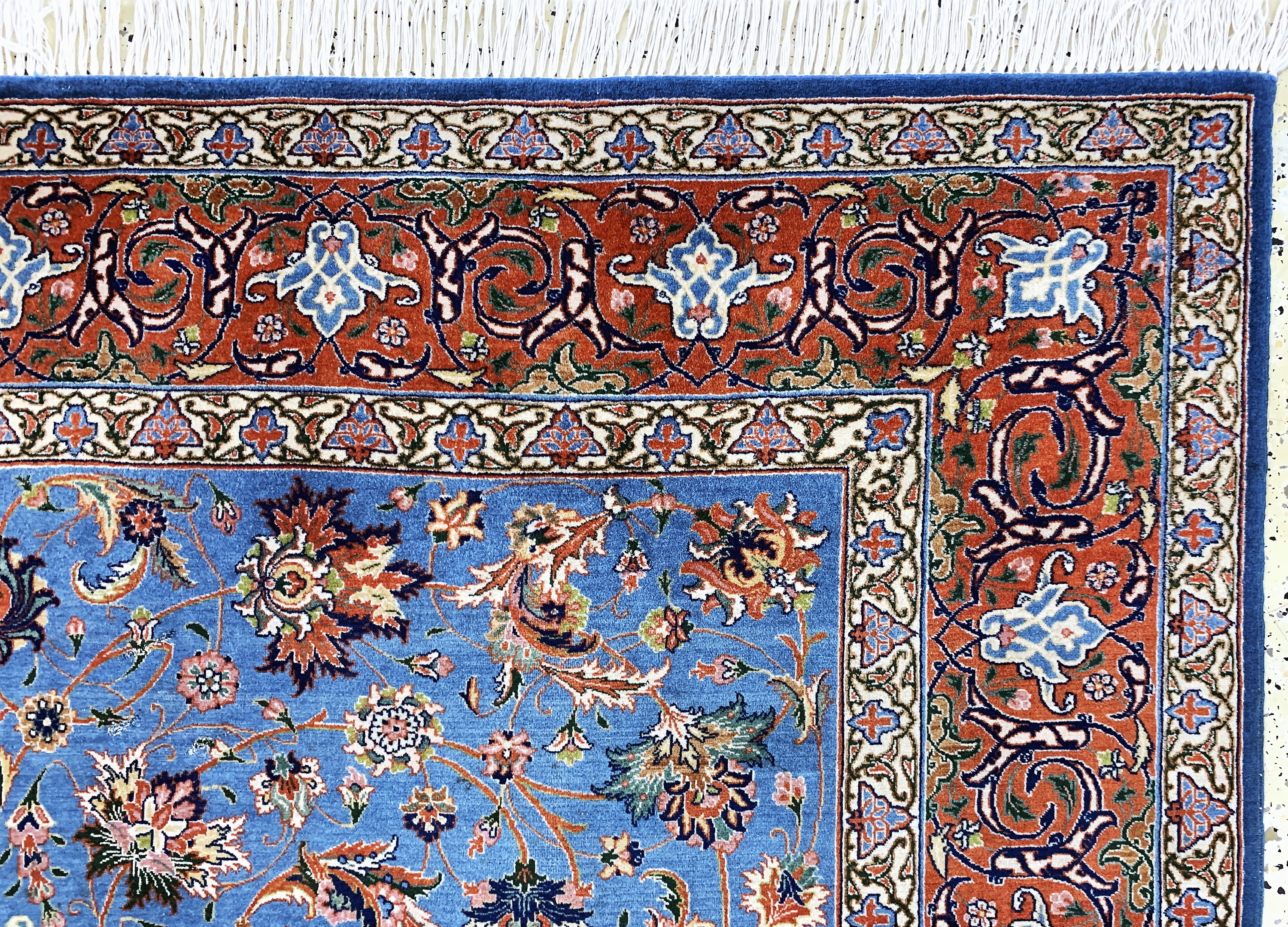 Detail f: Esfahan fein, Persien, Anfang 20.Jhd, Korkwolle auf Baumwolle, ca. 290 x 200 cm, ca.500.000 Kn/qm, EHZ: 2-3(geflickt)