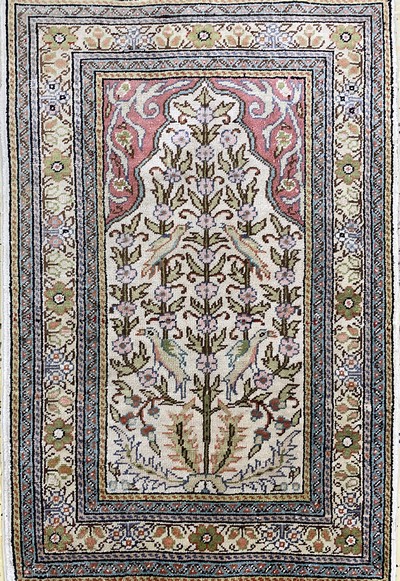 27131069d - 2 Lots Seiden Kayseri, Türkei, Mitte 20.Jhd, reine Naturseide, ca. 63 x 41 cm, EHZ:2 ...