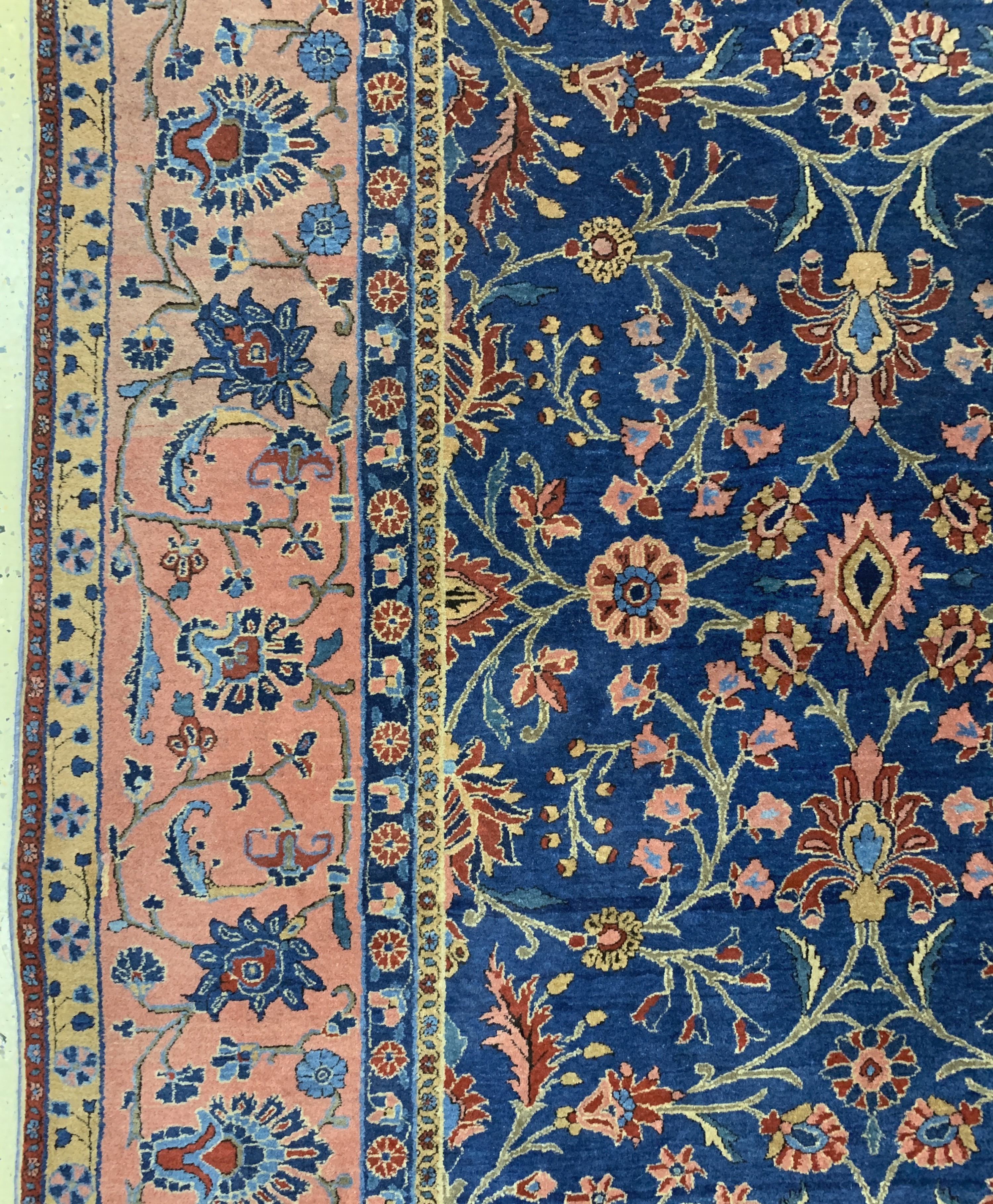 Detail c: "Manchester"Keschan antik, Persien, um 1900, Manchester-Korkwolle, ca. 330 x 220 cm, EHZ: 2(restaurierungen),Rückseite mit pflanzlichem ...