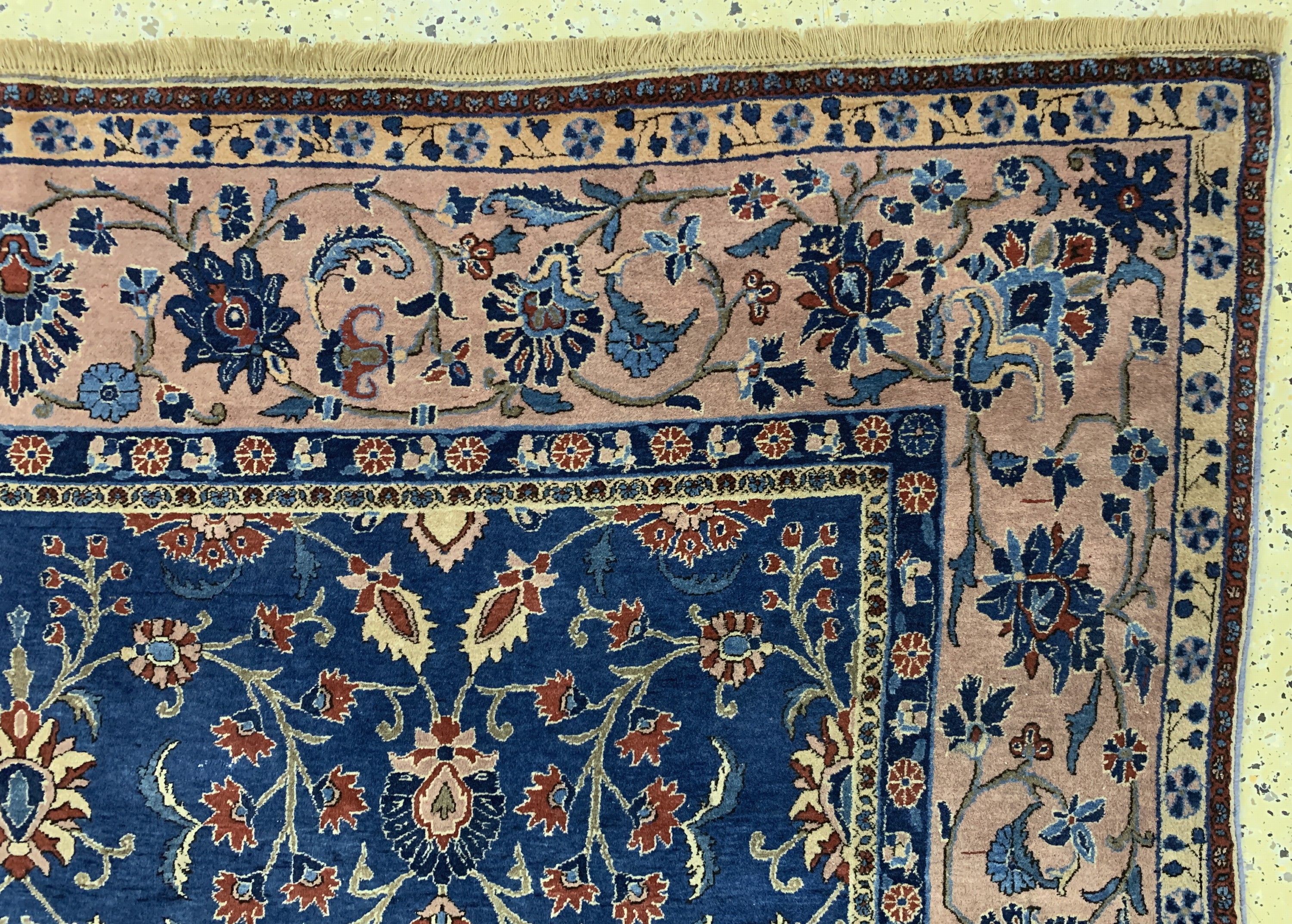 Detail f: "Manchester"Keschan antik, Persien, um 1900, Manchester-Korkwolle, ca. 330 x 220 cm, EHZ: 2(restaurierungen),Rückseite mit pflanzlichem ...