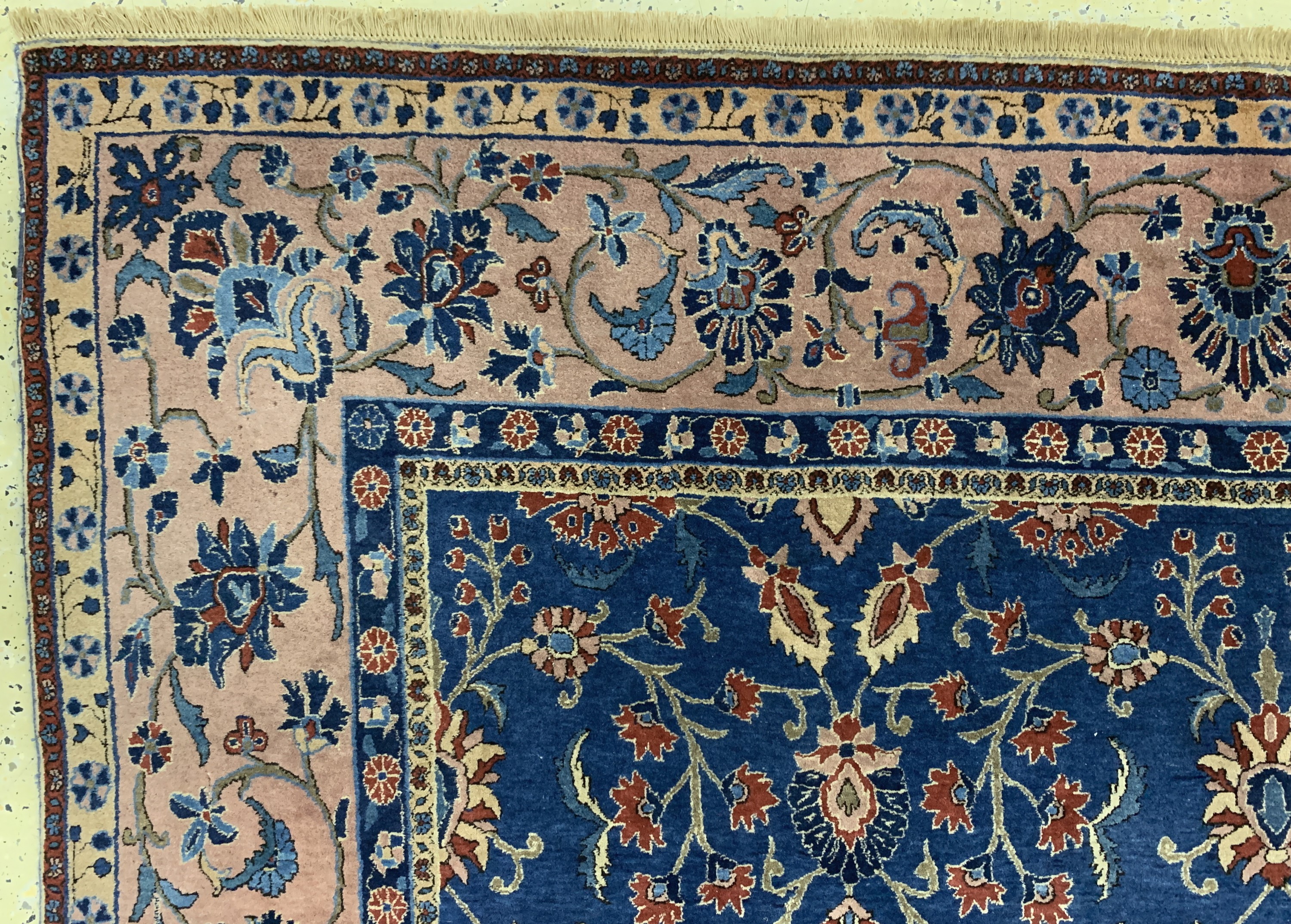 Detail g: "Manchester"Keschan antik, Persien, um 1900, Manchester-Korkwolle, ca. 330 x 220 cm, EHZ: 2(restaurierungen),Rückseite mit pflanzlichem ...