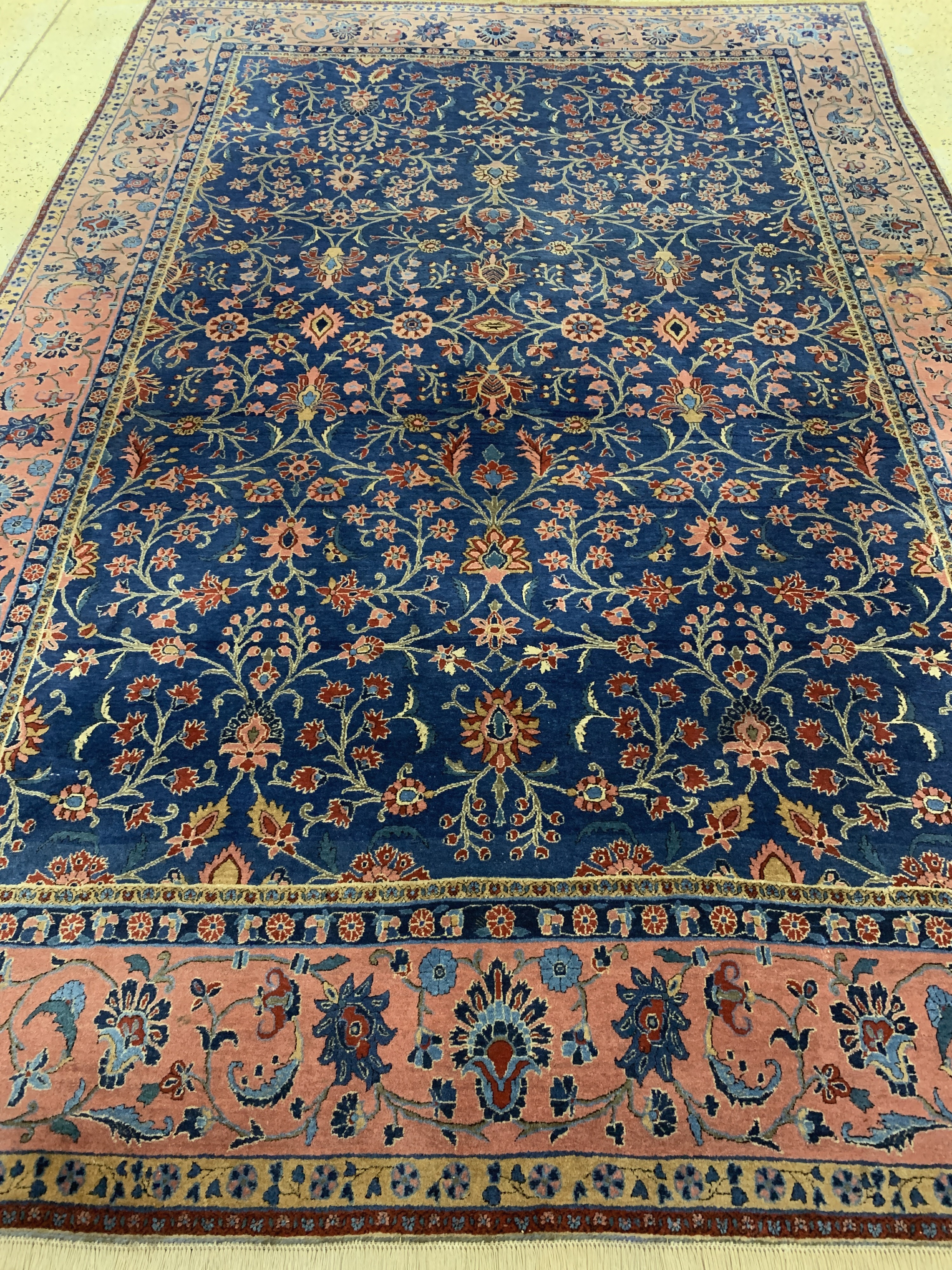 Detail h: "Manchester"Keschan antik, Persien, um 1900, Manchester-Korkwolle, ca. 330 x 220 cm, EHZ: 2(restaurierungen),Rückseite mit pflanzlichem ...