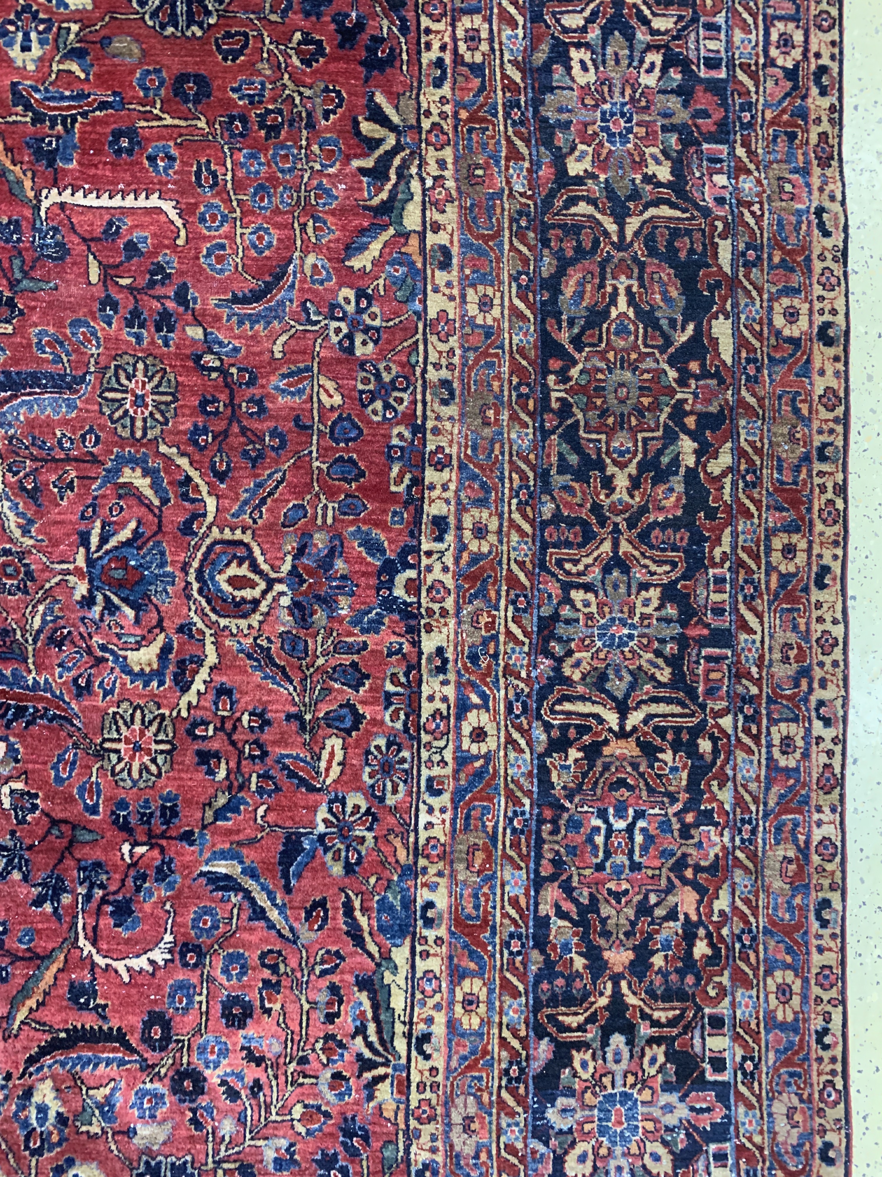 Detail e: Us Re-Import Sarogh, Persien, Anfang 20.Jhd, Wolle auf Baumwolle, ca. 500 x 300 cm,EHZ: 2-3