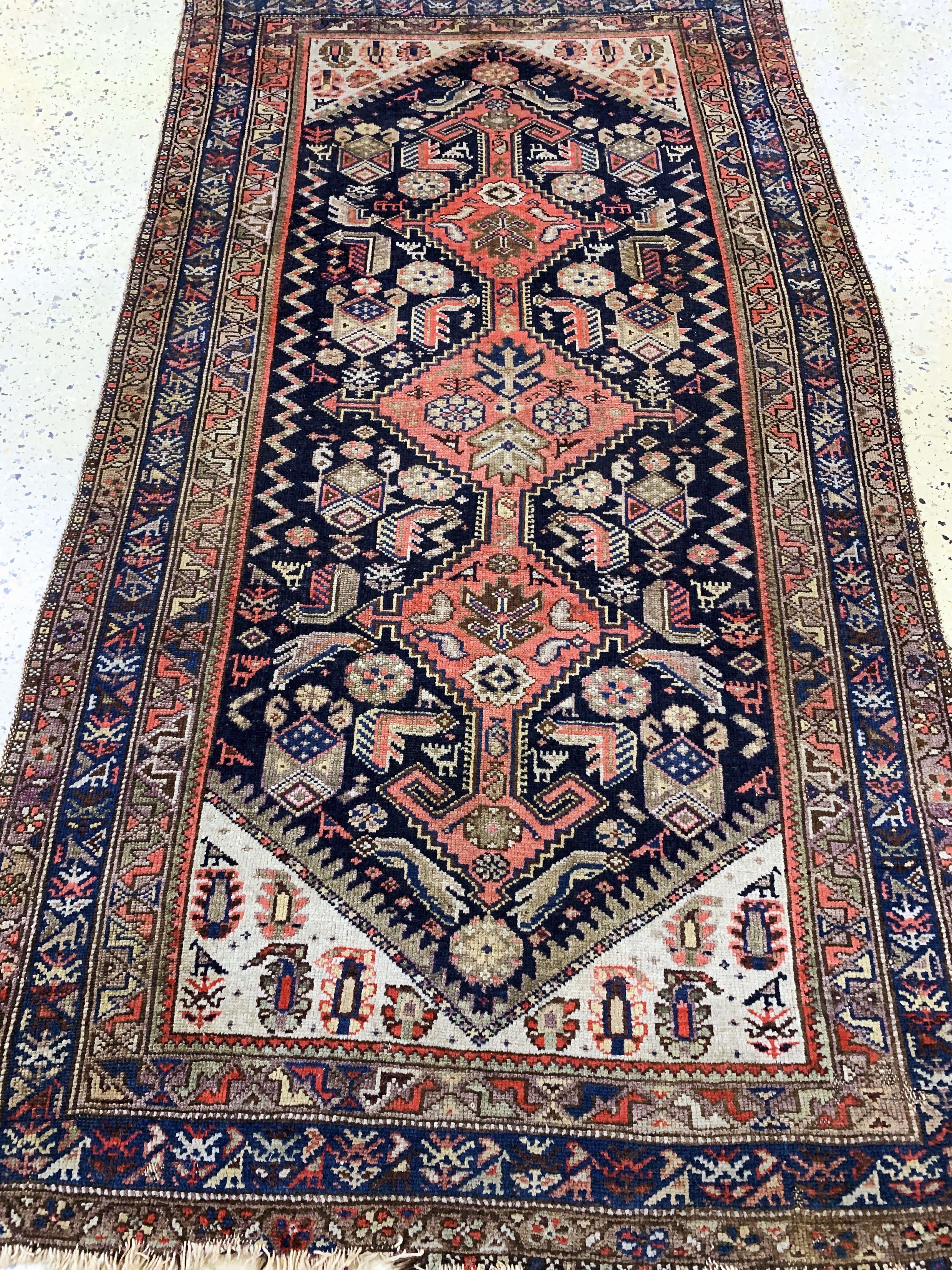 Detail d: Malayer antik, Persien, um 1900, Wolle auf Baumwolle, ca. 192 x 107 cm, EHZ: 3-4