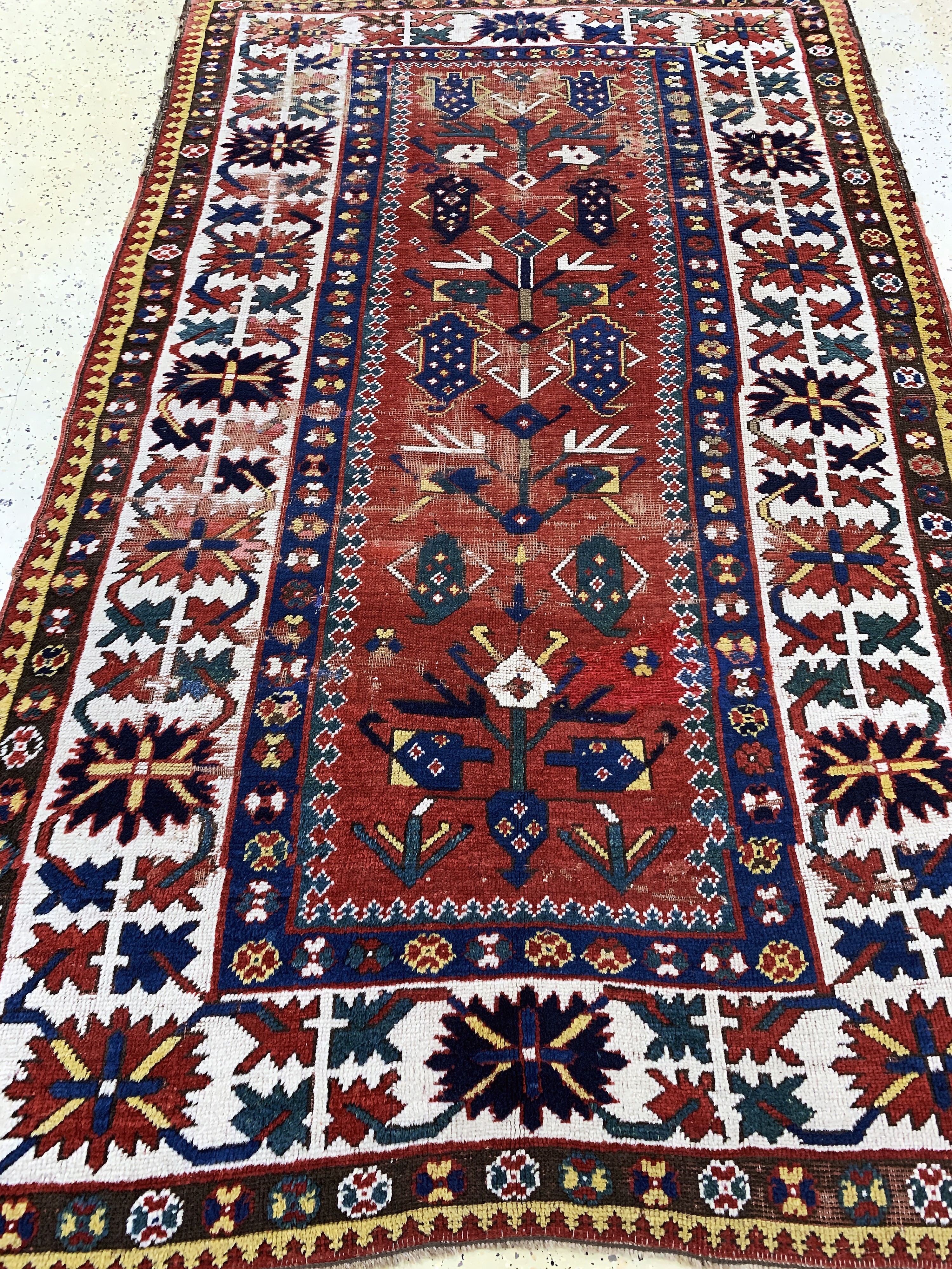 Detail f: Kazak antik, Kaukasus, 19.Jhd, Wolle auf Wolle, ca. 221 x 135 cm, EHZ: 3, (kleine restaurierungen)