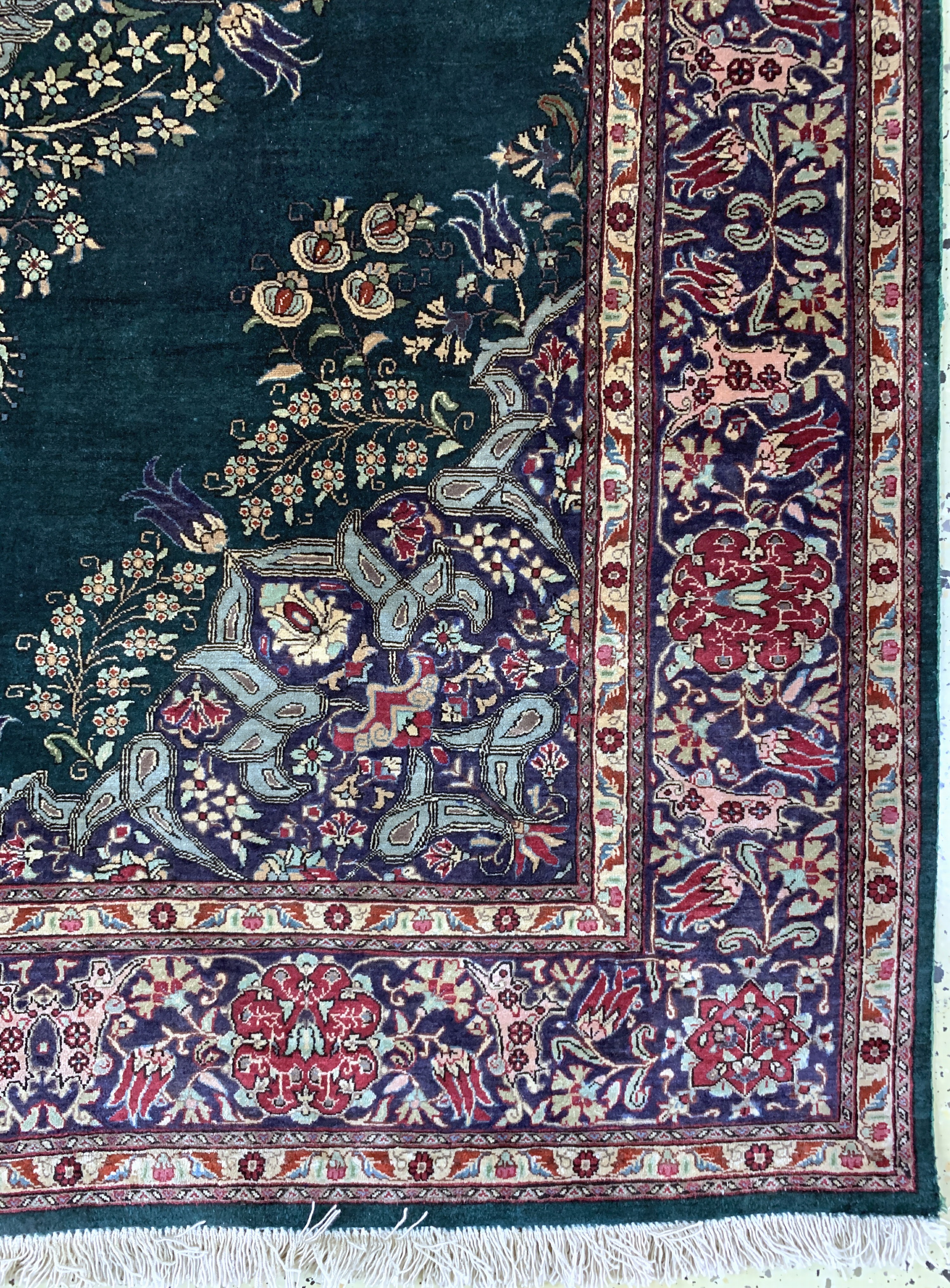 Detail a: Ghom Seide fein, Persien, Mitte 20.Jhd, reine Naturseide, ca. 197 x 137 cm, EHZ: 2