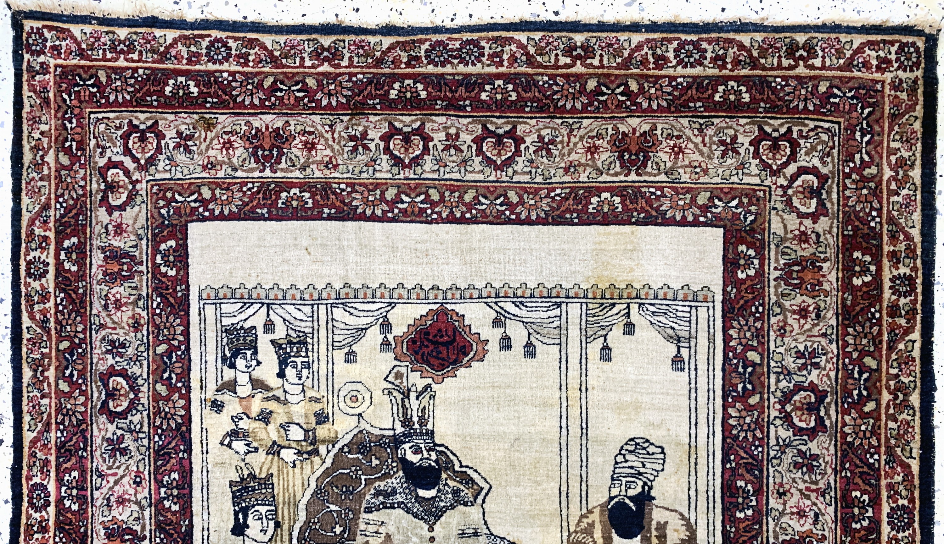 Detail a: Kerman antik Persien, "Nader Shah Afschar",19.Jhd, Wolle auf Baumwolle, ca. 185 x 128 cm,EHZ: 3