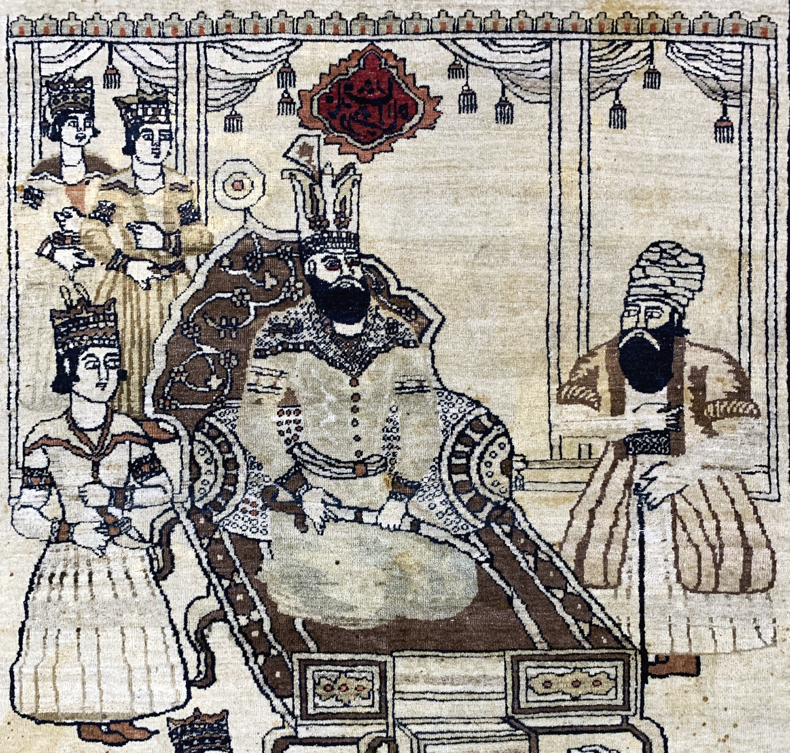 Detail c: Kerman antik Persien, "Nader Shah Afschar",19.Jhd, Wolle auf Baumwolle, ca. 185 x 128 cm,EHZ: 3