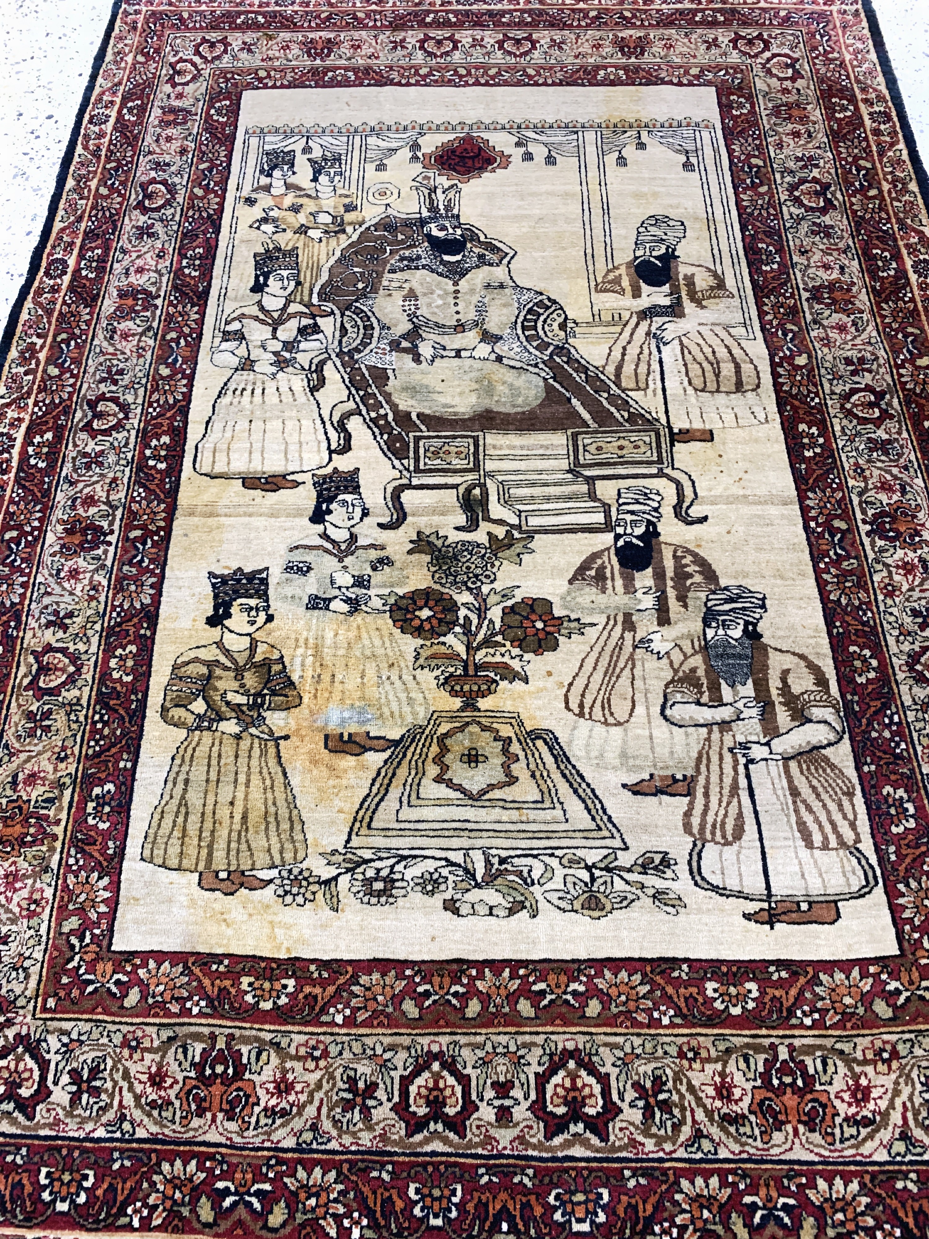 Detail e: Kerman antik Persien, "Nader Shah Afschar",19.Jhd, Wolle auf Baumwolle, ca. 185 x 128 cm,EHZ: 3