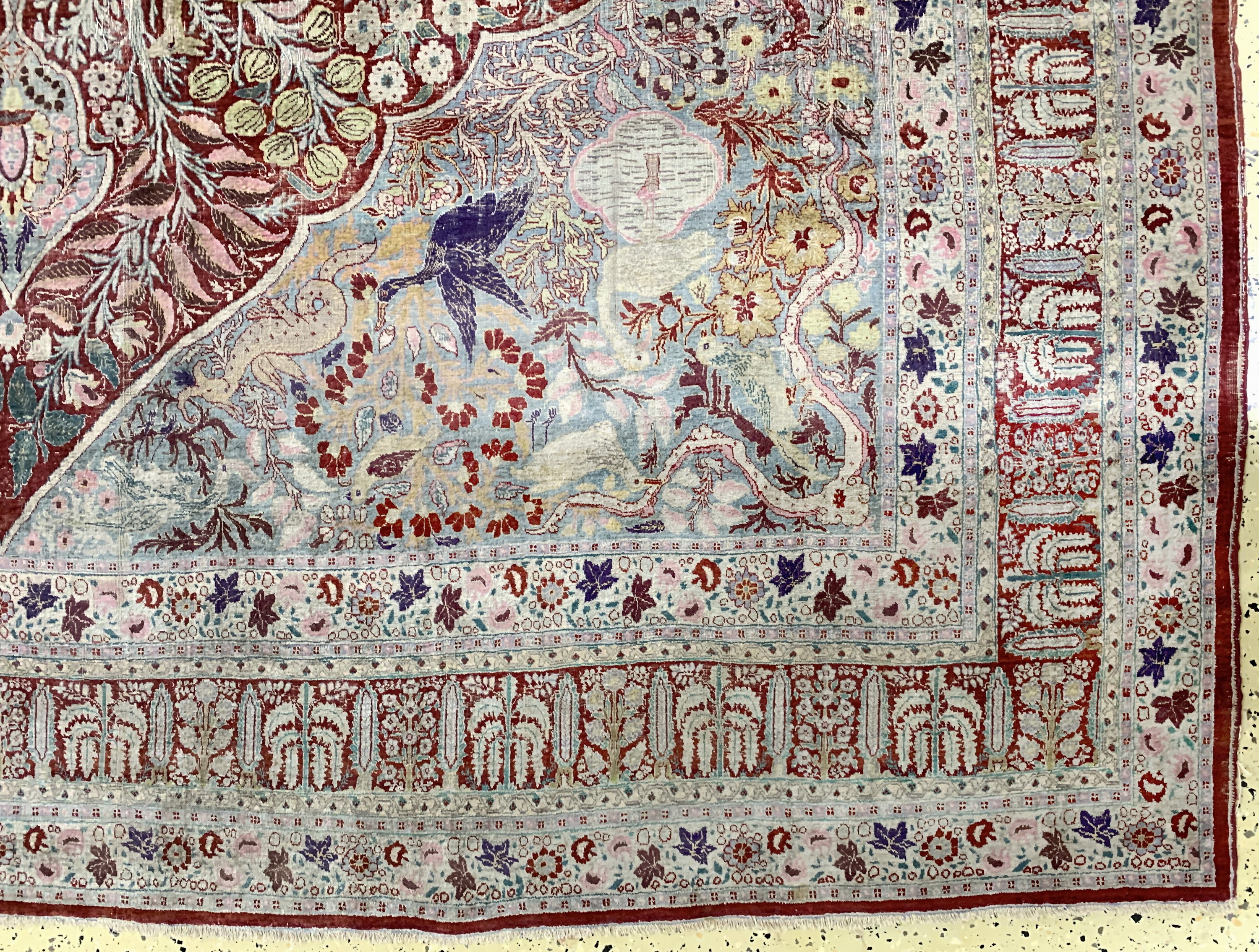Detail a: Seiden Täbriz antik, Persien, 19.Jhd, reineNaturseide, ca. 401 x 278 cm, EHZ:(gleichmäßigdünn)