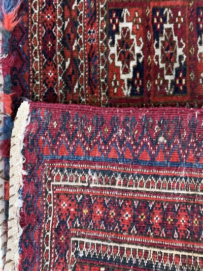 27131750c - 2 Lots Torba antik, Turkmenistan, 19.Jhd, Wolle auf Wolle, ca. 106 x 37 cm, EHZ: 2-3 ...