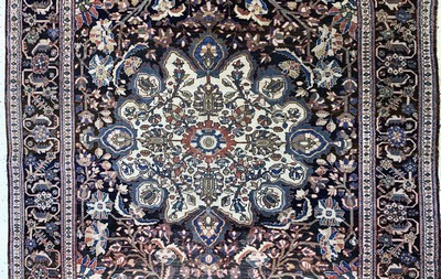 27131754b - Farahan antik, Persien, 19.Jhd, Wolle auf Baumwolle, ca. 191 x 126 cm, EHZ: 4 ...