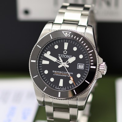 27131931a - TITONI Seascoper Chronometer ungetragene Herrenarmbanduhr Referenz 83300 S-BE-705, ...