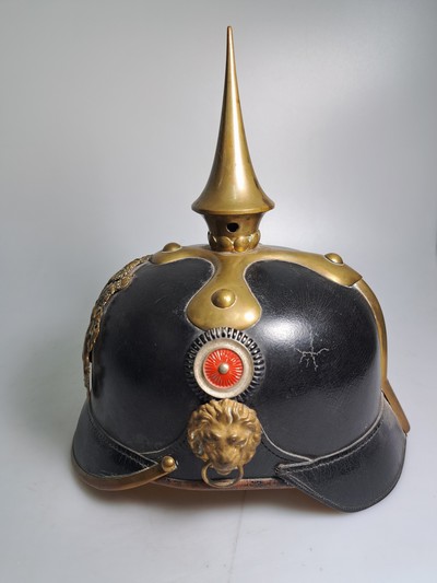 27131950d - Pickelhaube der Gendarmerie, Kgr. Bayern, um 1910-18, Lederinnenfutter, Spite und ...