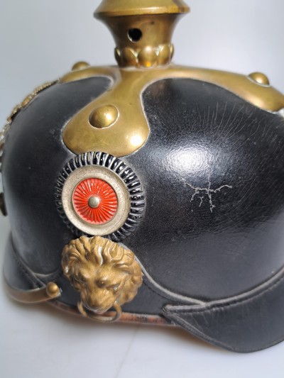 27131950e - Pickelhaube der Gendarmerie, Kgr. Bayern, um 1910-18, Lederinnenfutter, Spite und ...