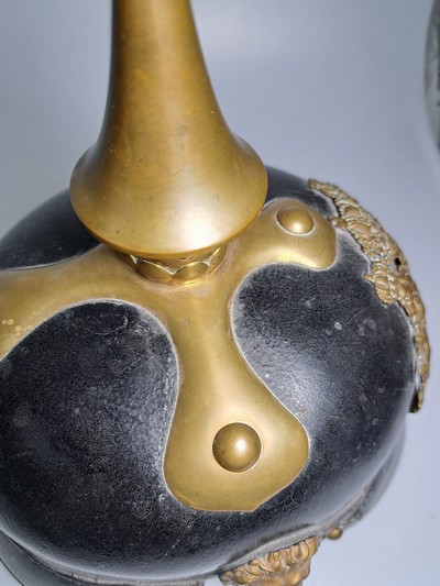 27131950h - Pickelhaube der Gendarmerie, Kgr. Bayern, um 1910-18, Lederinnenfutter, Spite und ...