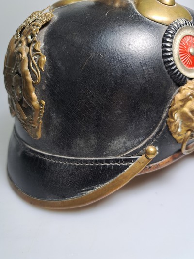 27131950n - Pickelhaube der Gendarmerie, Kgr. Bayern, um 1910-18, Lederinnenfutter, Spite und ...