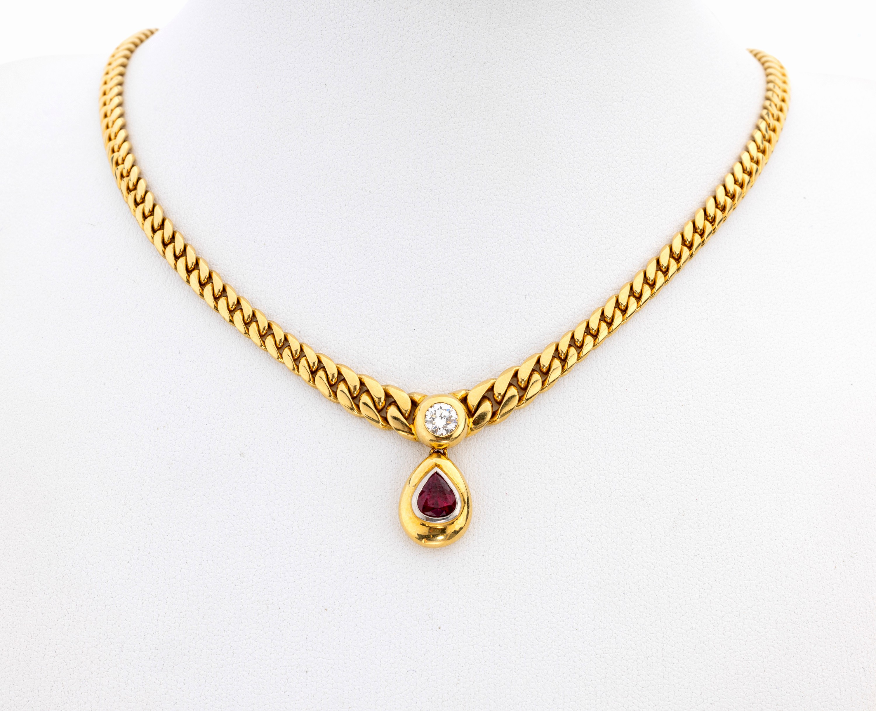 Image 27132130 - 18 kt gold brilliant-ruby-necklace , YG 750/000, heavy high quality workmanship, ...