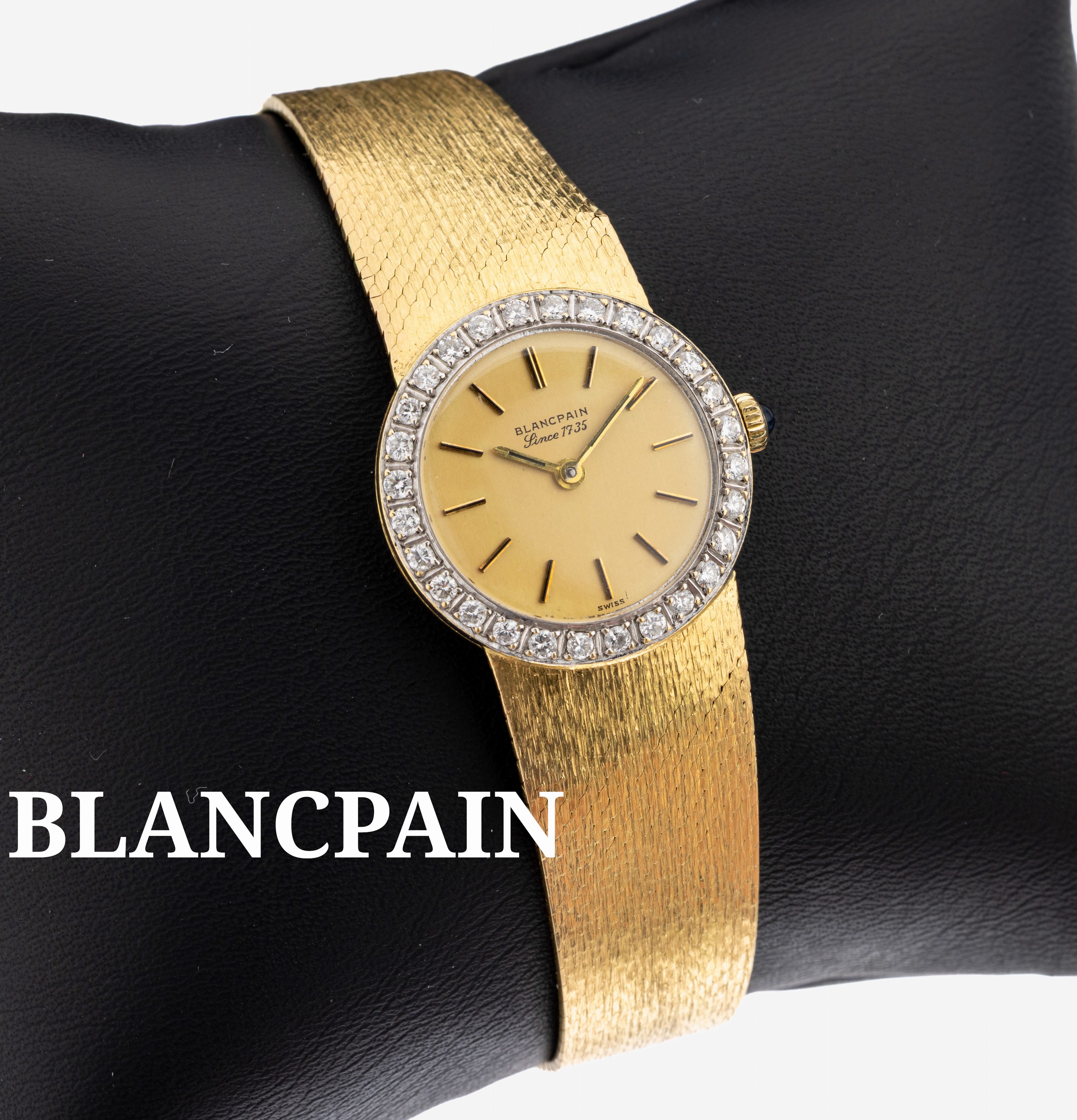 Image 27132155 - 18 kt Gold BLANCPAIN Brillant-Damenschmuckuhr, GG/WG 750/000, schlichtes goldfarb. ...