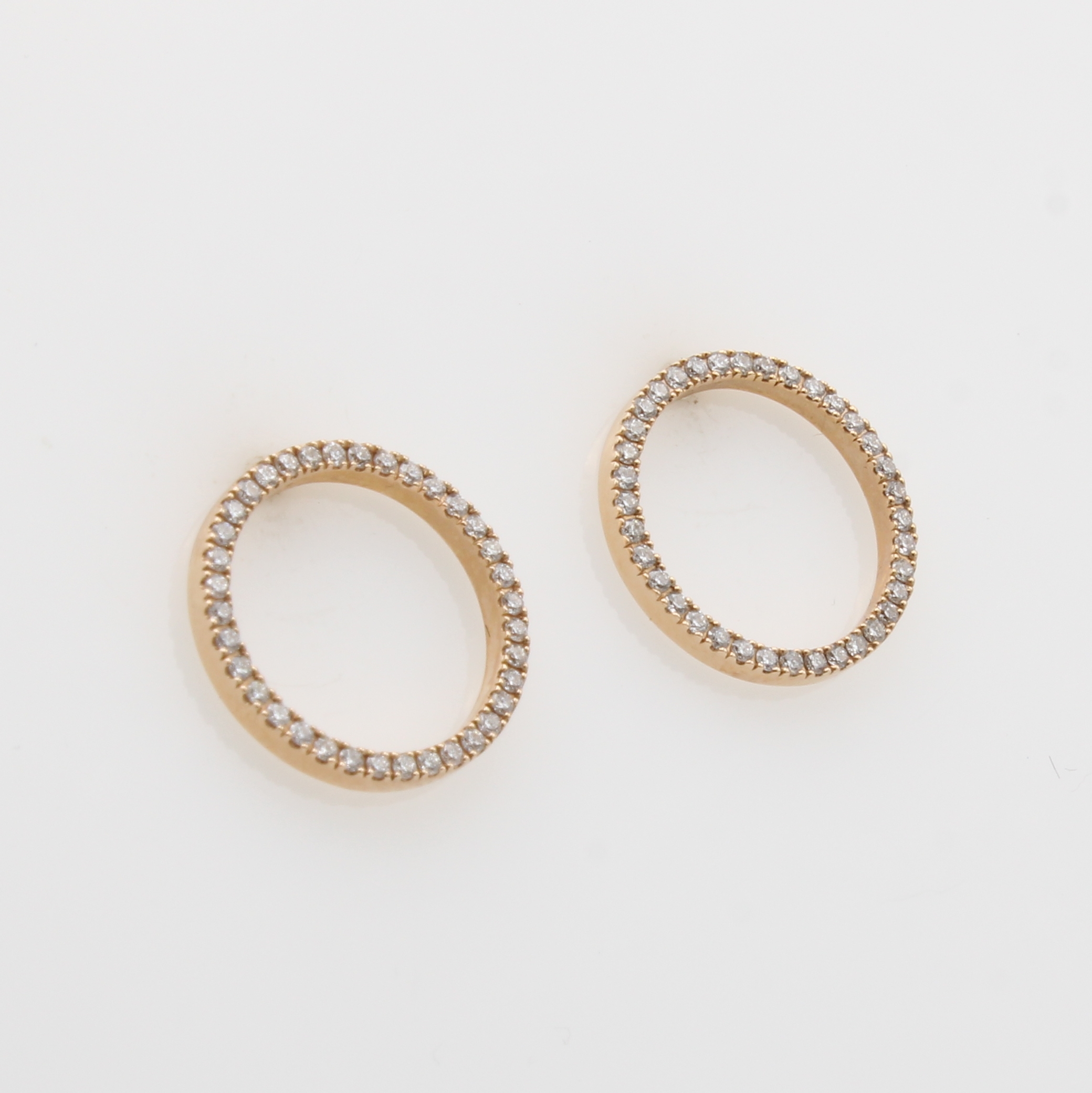 Image 27132156 - Paar Ohrstecker mit Brillanten, RoséG 585/ 000, Kreise bes. m. Brill. zus. ca. 0.34 ct ...