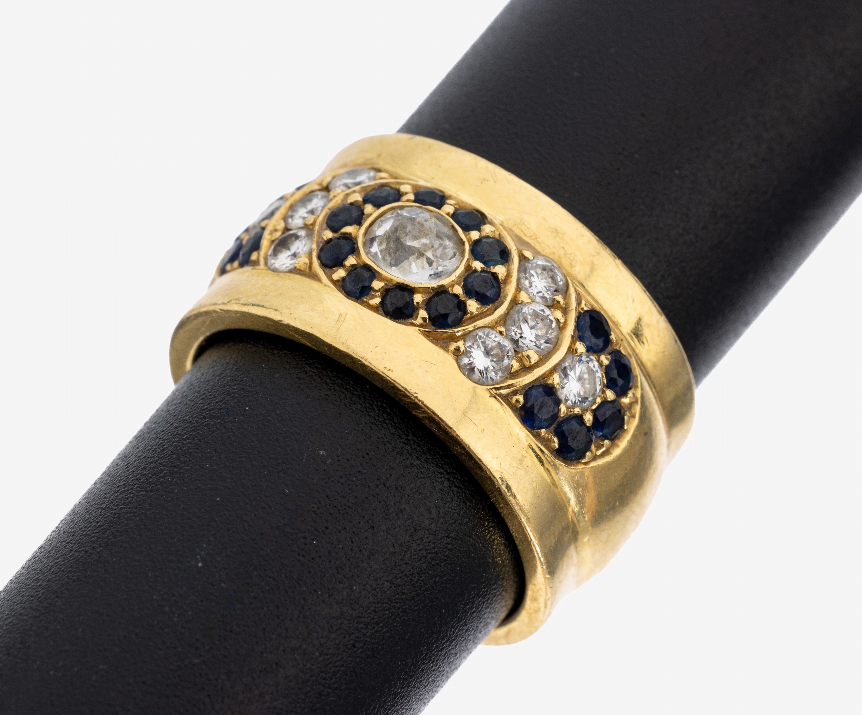 Image 27132176 - 18 kt Gold Saphir-Diamant-Ring, GG 750/000,20 rundfacett. Saphire zus. ca. 0.30 ct, ...