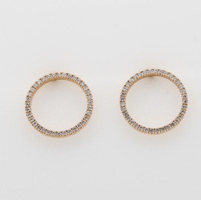 27132156a - Paar Ohrstecker mit Brillanten, RoséG 585/ 000, Kreise bes. m. Brill. zus. ca. 0.34 ct ...
