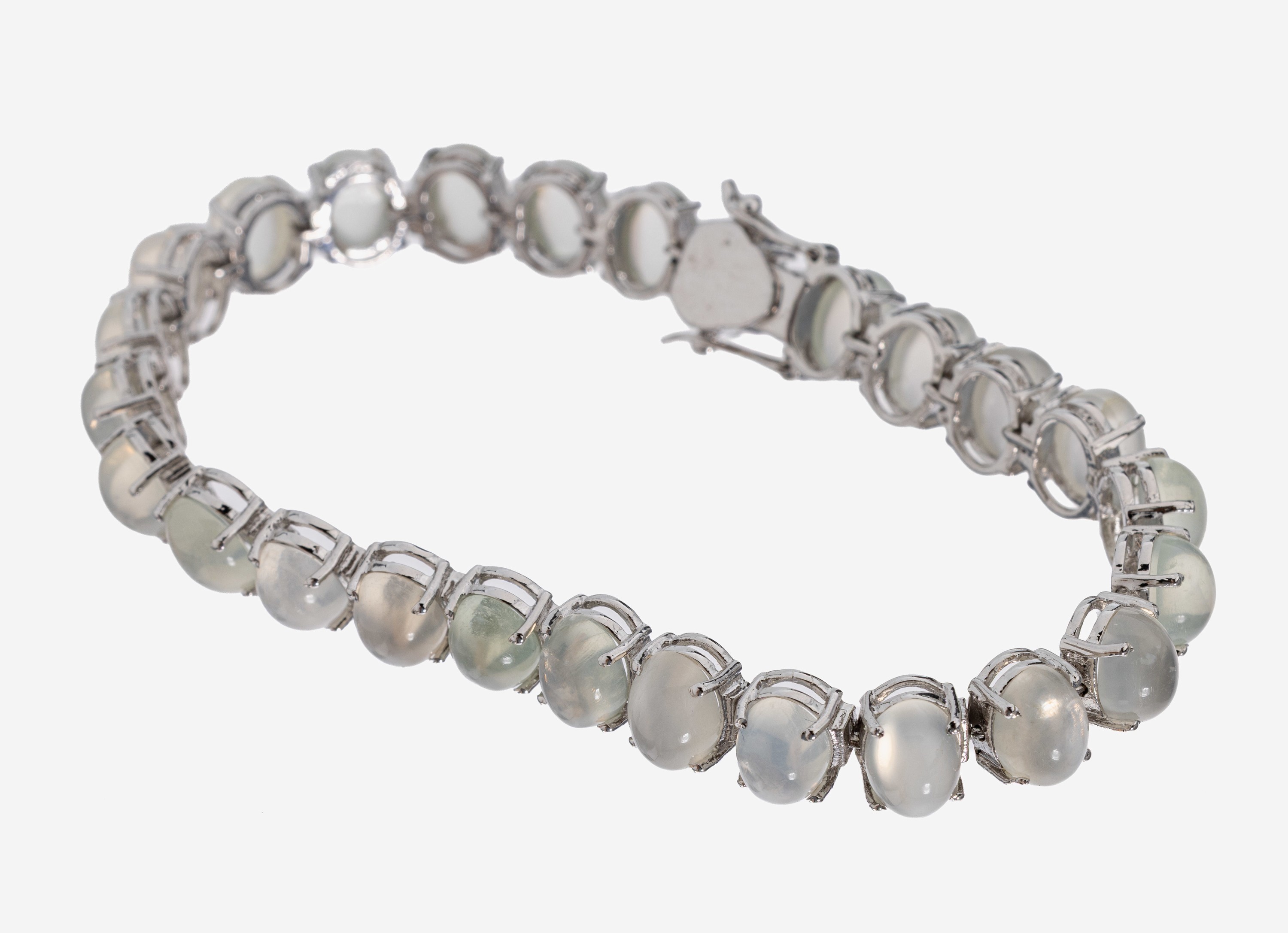 Image 27132223 - Mondstein-Armband, 925er Silber, schlichtes Design, 26 ovale Mondstein- Cabochons zus. ...