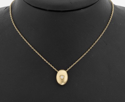 Image 14 kt gold brilliant-pendant , YG 585/000, oval, obverse satin finished, brilliant ...