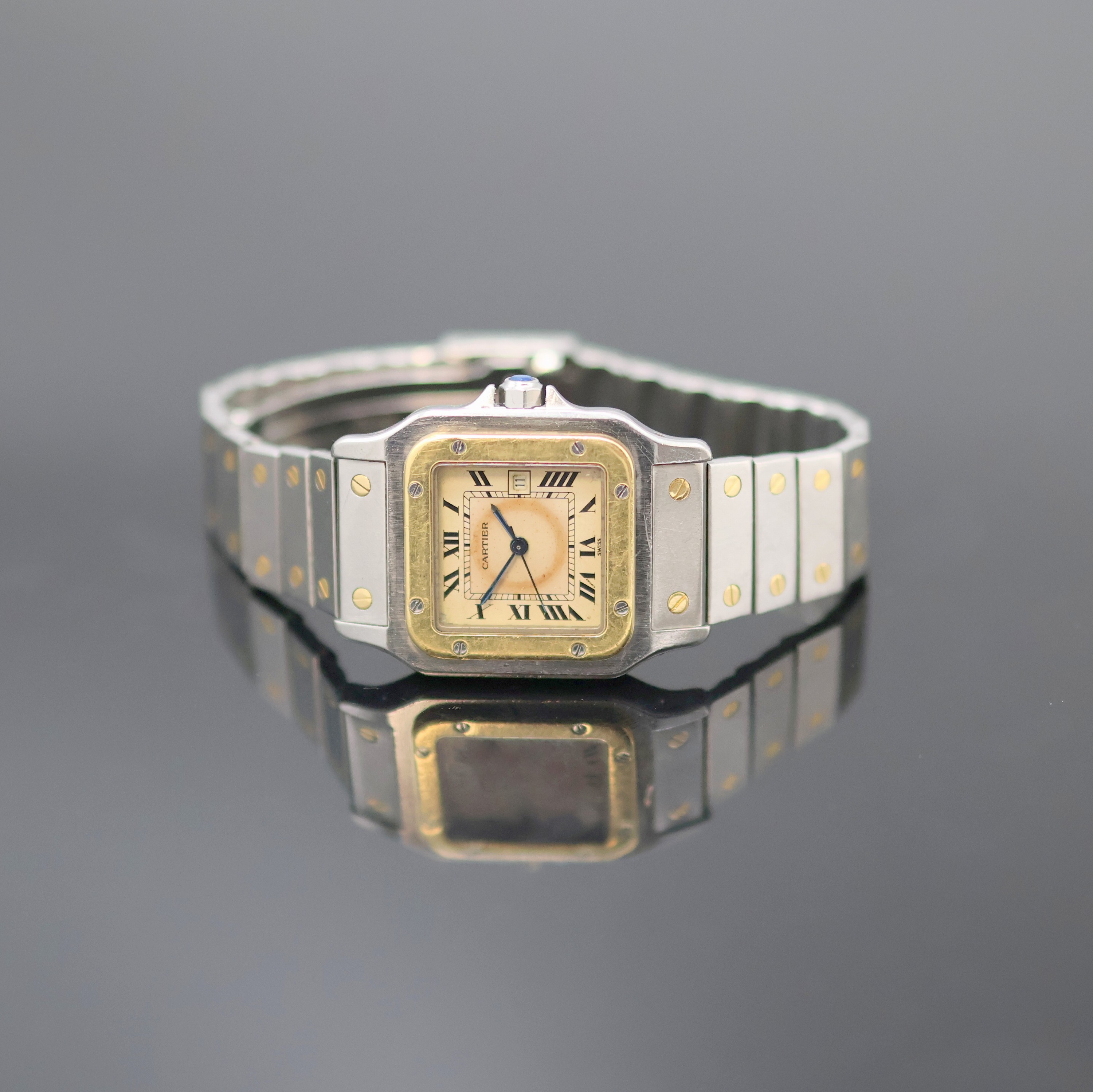 Image 27132324 - CARTIER Santos Herrenarmbanduhr in Stahl/Gold Referenz 1172961, Schweiz um 1990, ...