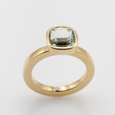 27132424a - Massiver Ring mit Turmalin, RoséG 750/000, feiner, mintfarb. Turmalin ca. 2.35 ct, RW ...