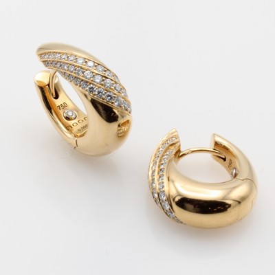 27132551a - Paar ovale Klappcreolen mit Brillanten, RG 750/000, Brill. zus. ca. 1.0 ct feines ...