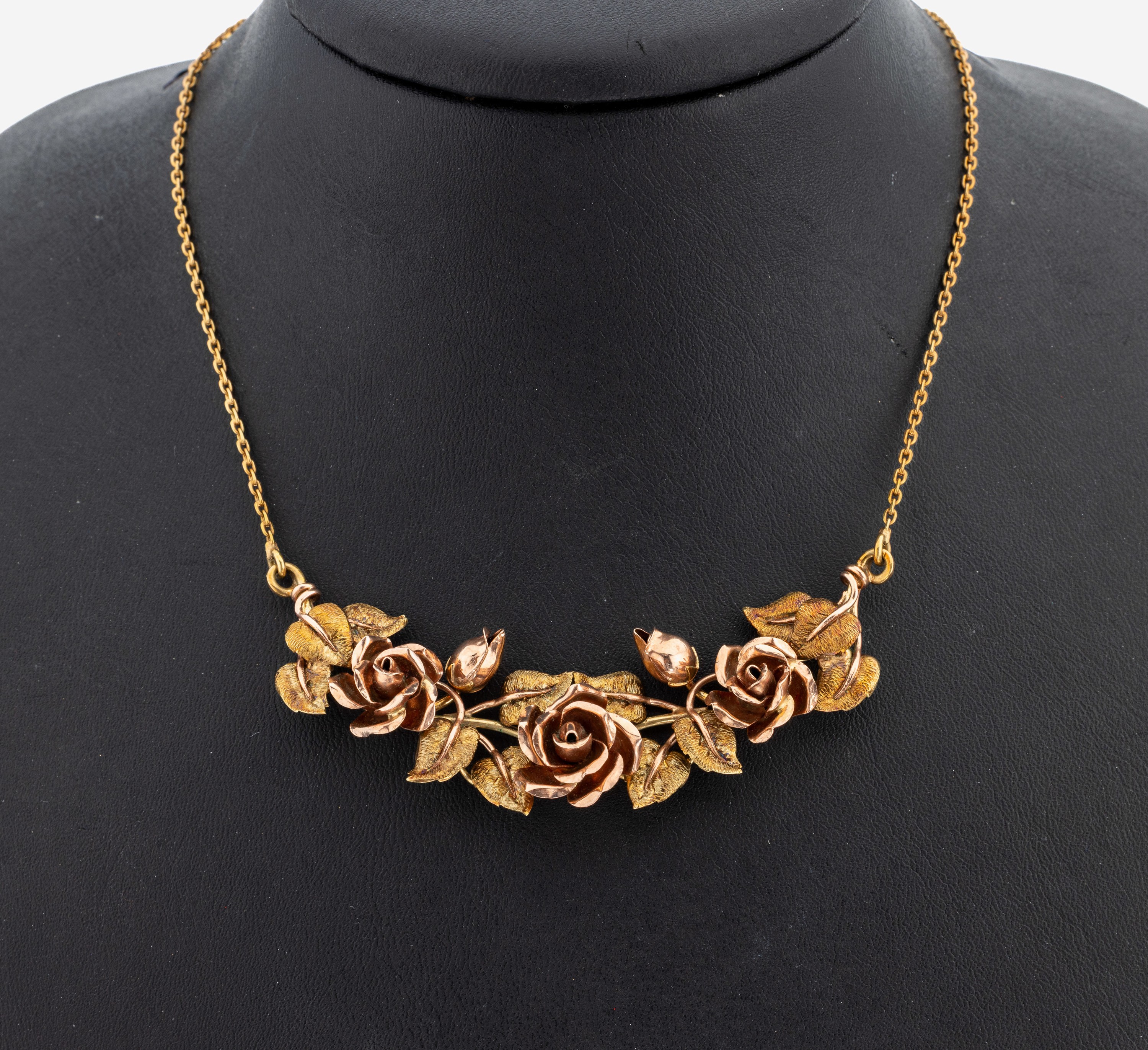 Image 27132656 - 14 kt Gold Collier, Österreich/Wien, 1950er -60er Jahre, GG/RG 585/000, aufwendige ...