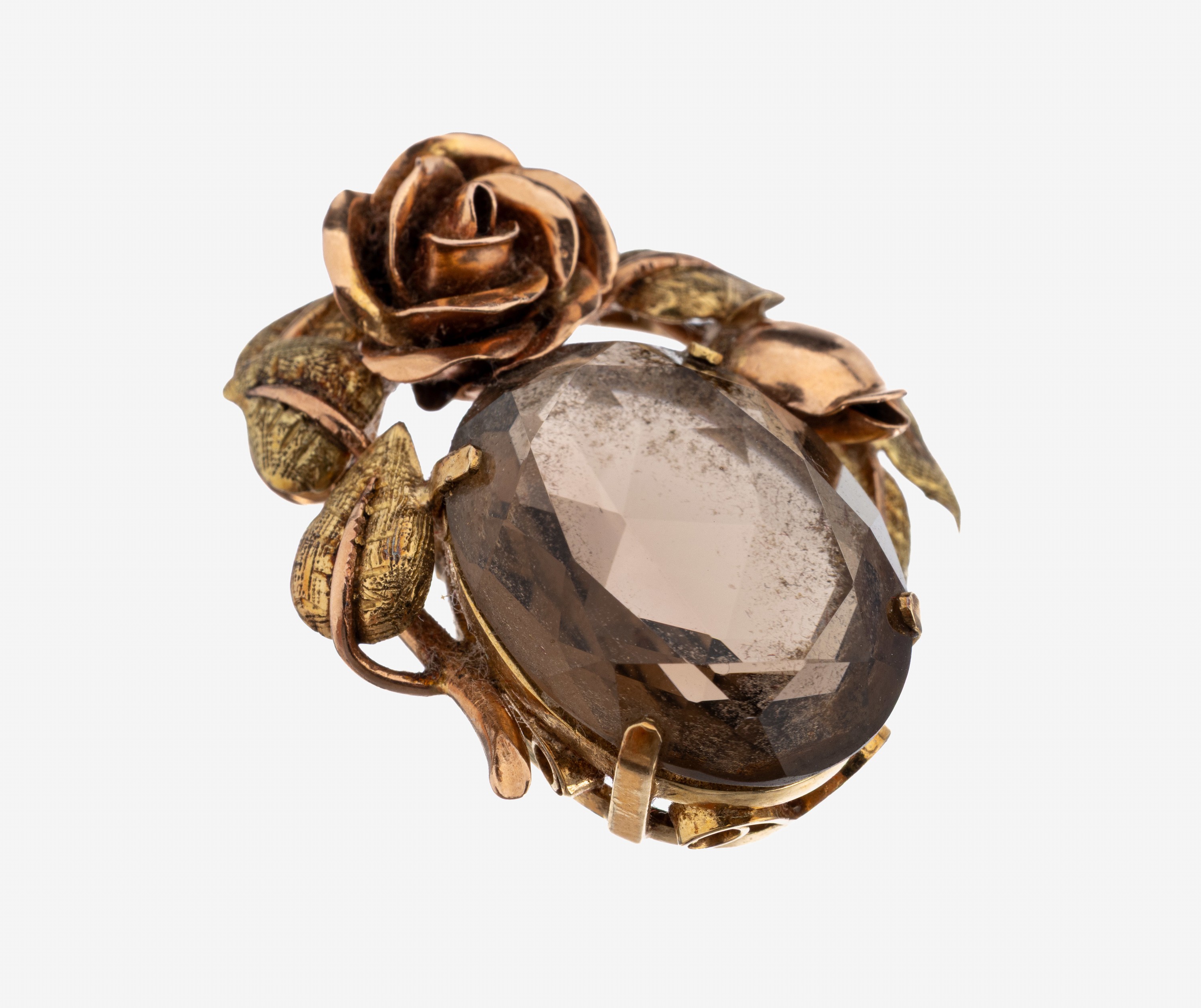 Image 27132658 - 14 kt Gold Rauchquarz-Anhänger, Österreich/Wien, 1950er-60er Jahre, GG/RG 585/000, ...