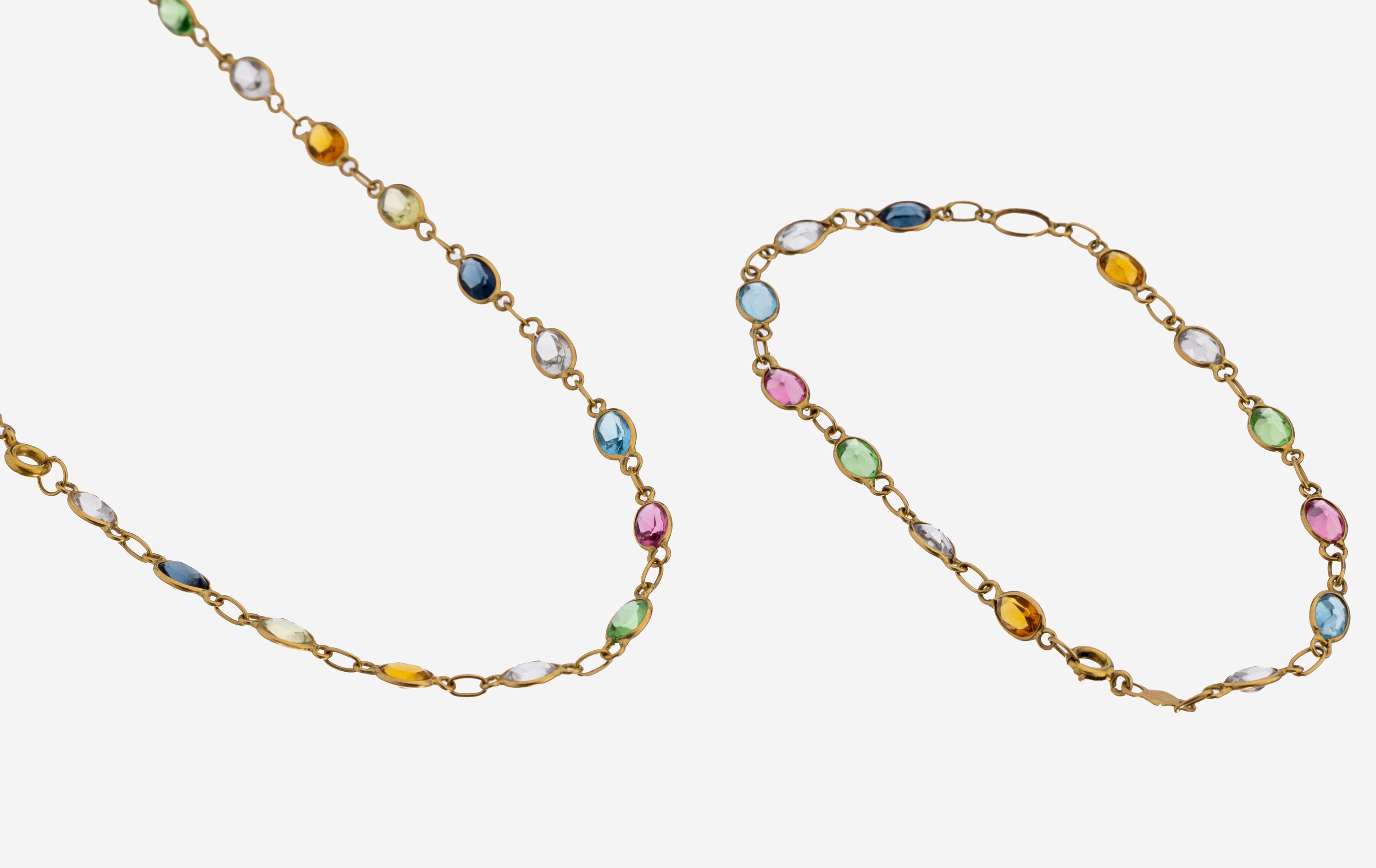 Image 27132659 - 18 kt gold coloured stone-jewelry set , YG 750/000, comprised of: 1 necklace, l. approx. ...