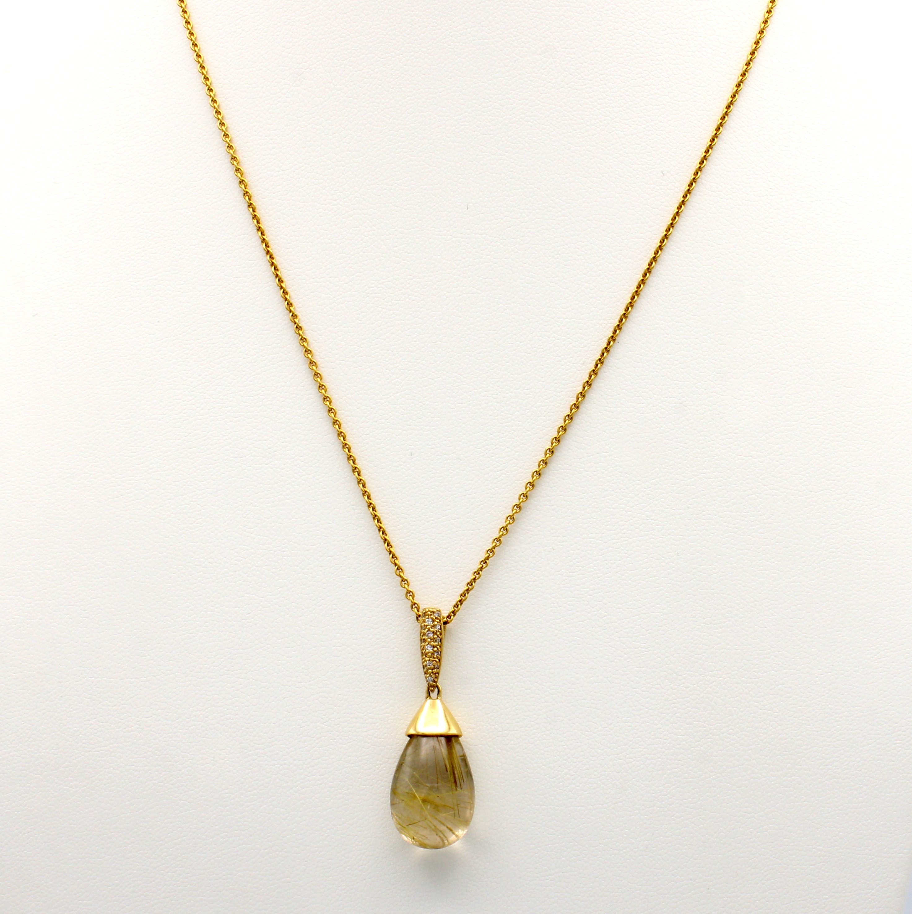 Image 27132702 - Anhänger mit Rutilquarz und Brillanten an Kette, GG 585/000, Brill. zus. ca. 0.1 ct ...