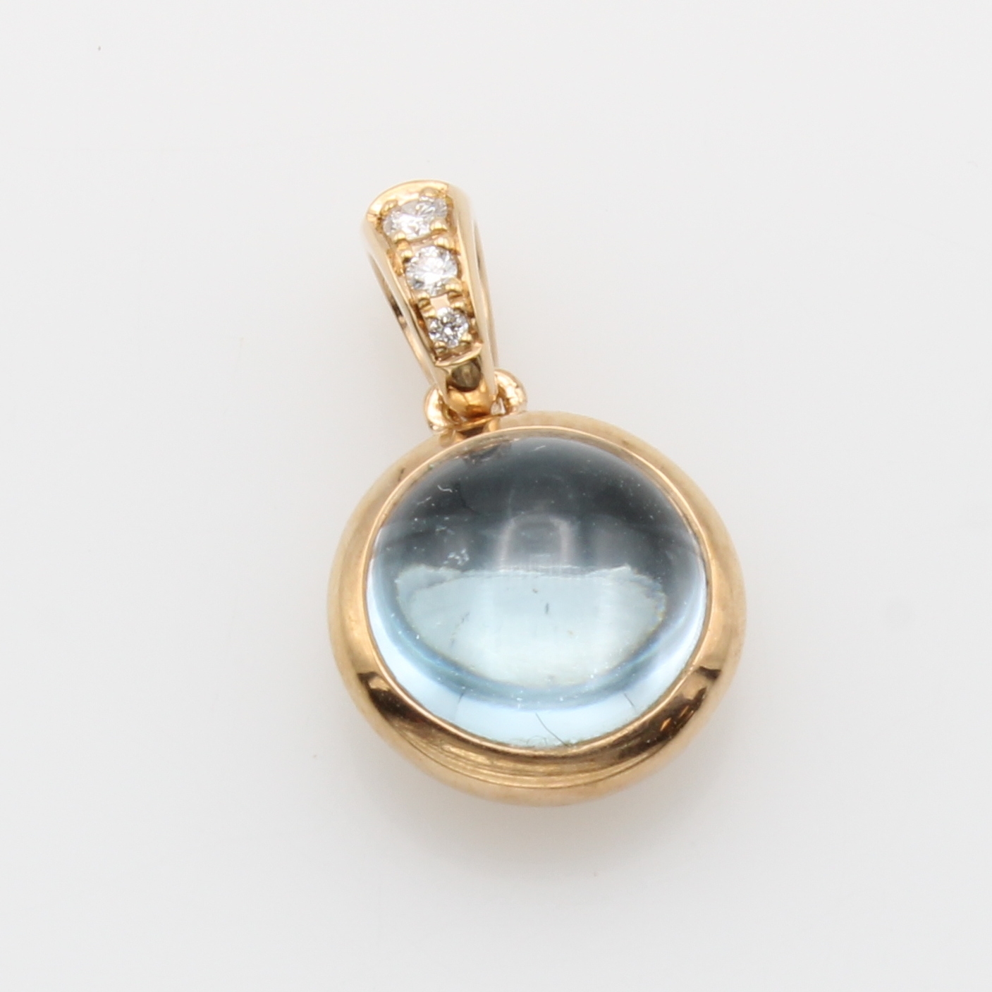 Image 27132705 - Anhänger mit Blautopascabochon und Brillanten, RG 750/000, Brill. in Öse gef. zus. ca. ...