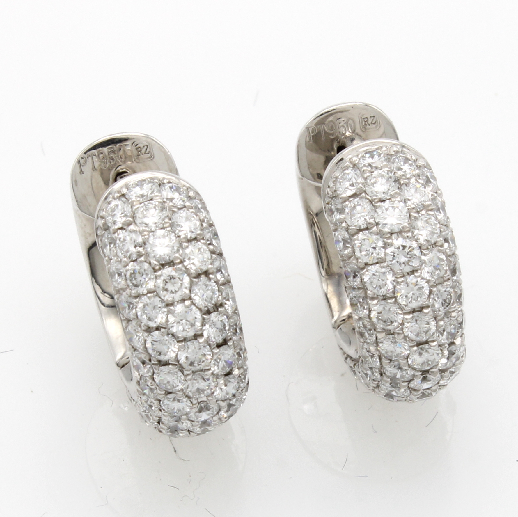 Image 27132742 - Paar Klappcreolen mit Brillanten, PT 950/000, 118 Brill. zus. ca. 2.06 ct feines ...