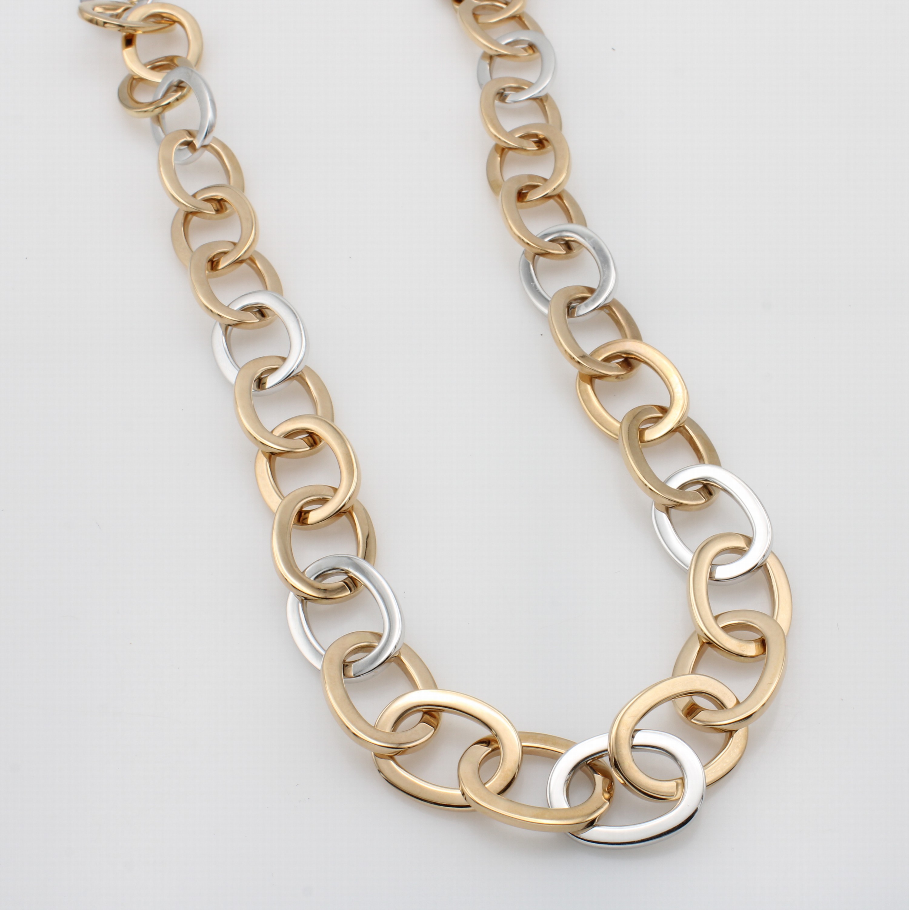 Image 27132798 - Gliedercollier mit Brillant, RG/WG 750/000, ovale Glieder, Brill. in integrierte ...
