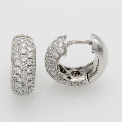 27132742a - Paar Klappcreolen mit Brillanten, PT 950/000, 118 Brill. zus. ca. 2.06 ct feines ...