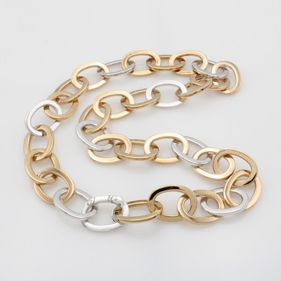 27132798a - Gliedercollier mit Brillant, RG/WG 750/000, ovale Glieder, Brill. in integrierte ...