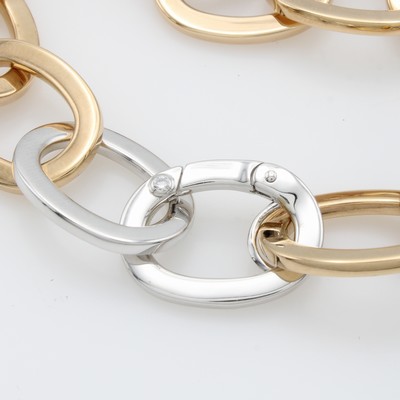 27132798b - Gliedercollier mit Brillant, RG/WG 750/000, ovale Glieder, Brill. in integrierte ...