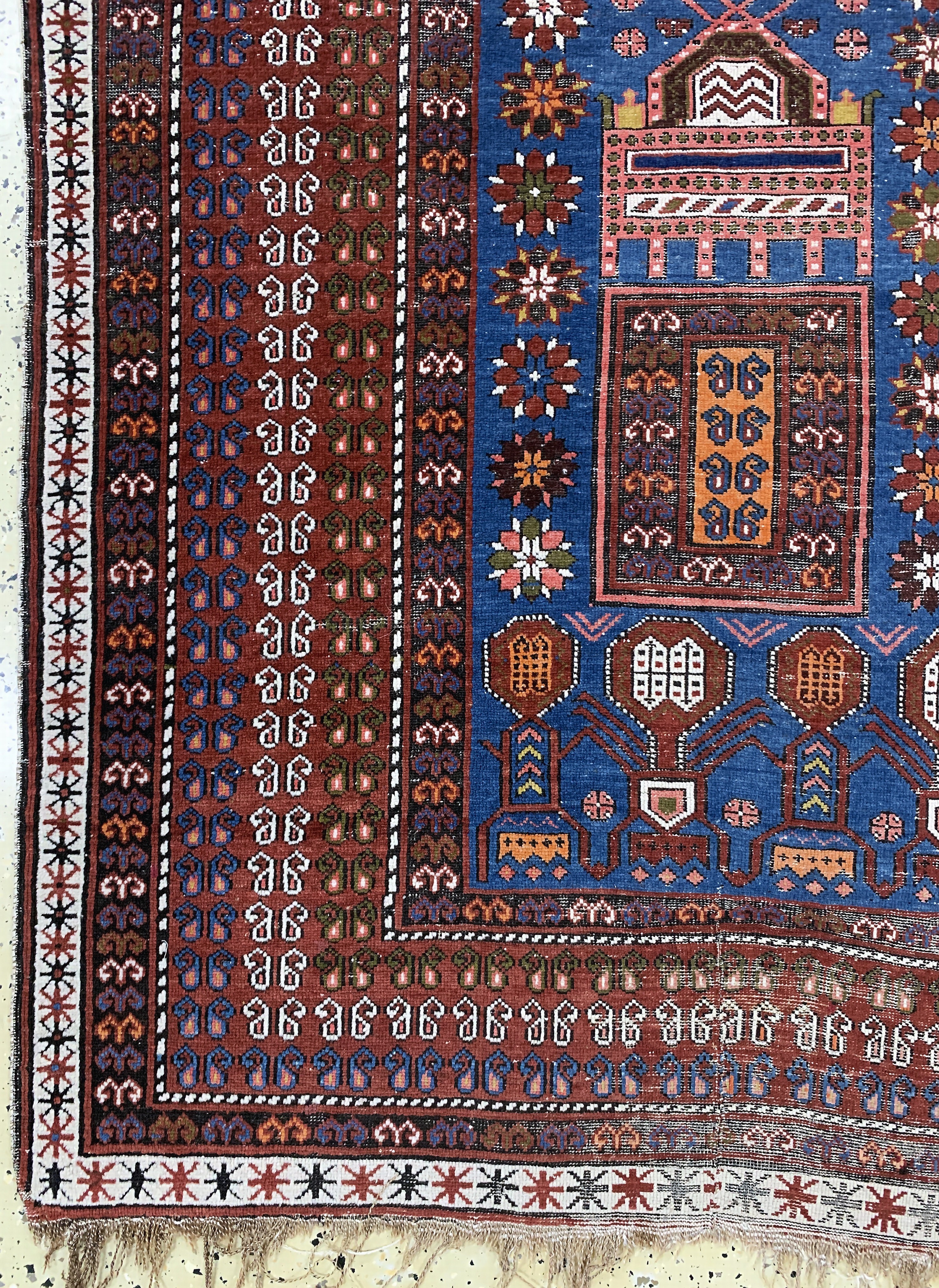 Detail b: "Tachte"Schirwan antik, Kaukasus, um 1900, Wolle auf Wolle, ca. 280 x 160 cm, EHZ: 3
